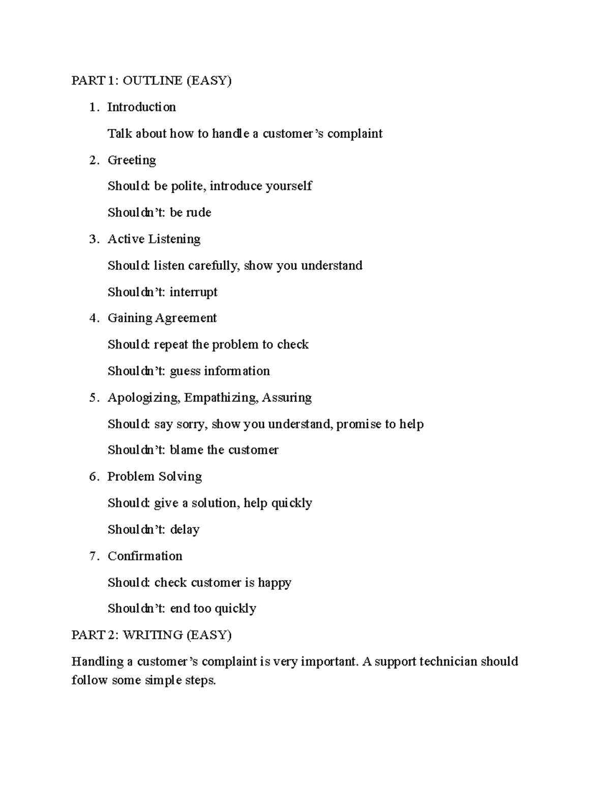 Unit 5: Easy Guide to Handling Customer Complaints - Studocu