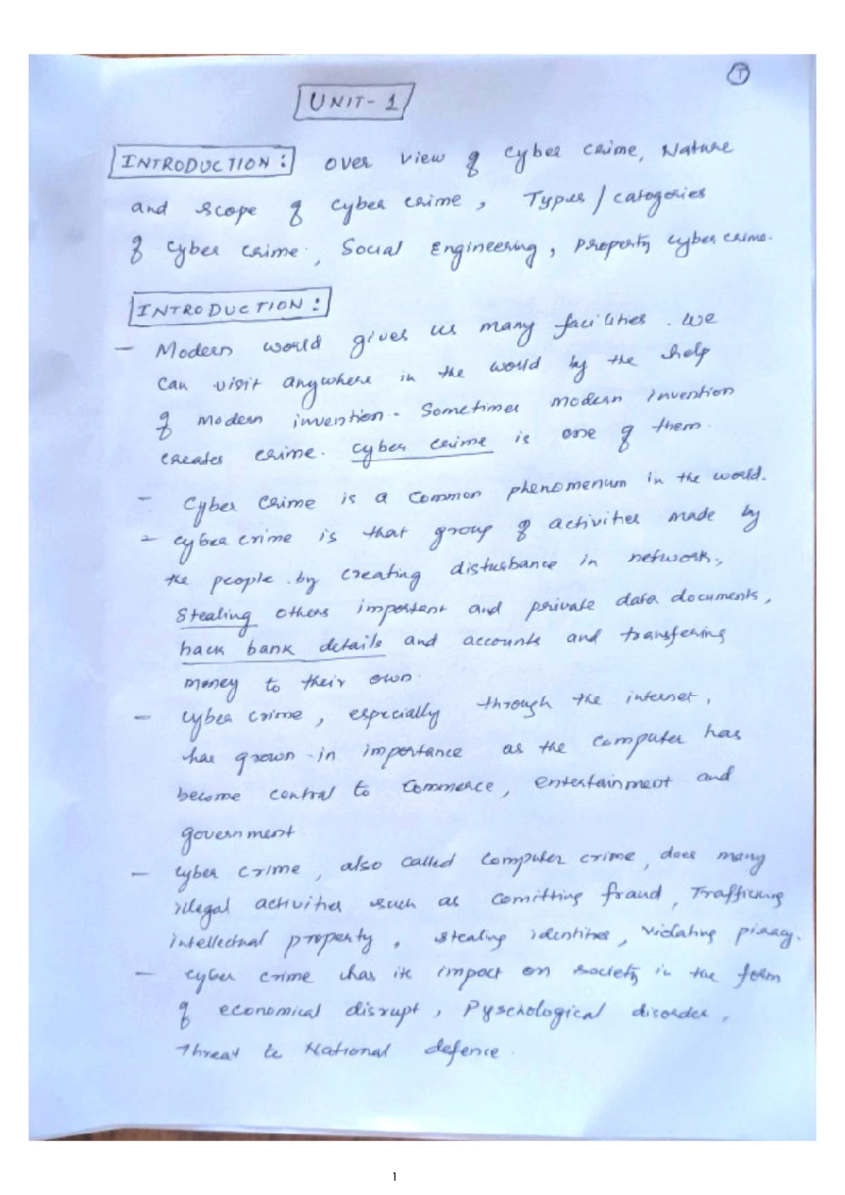 Cyber Security UNIT-1 Study Notes: Concepts and Threat Management - Studocu