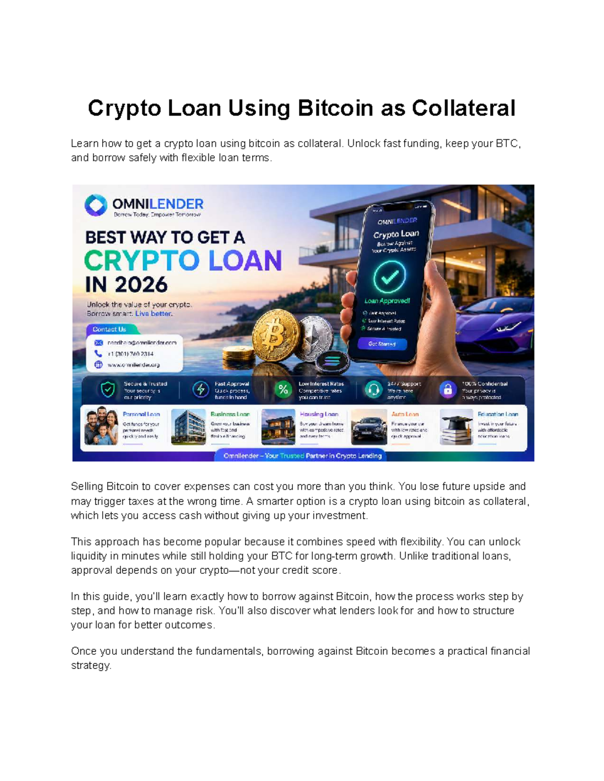 Crypto Loan Guide: Using Bitcoin as Collateral for Fast Funding - Studocu