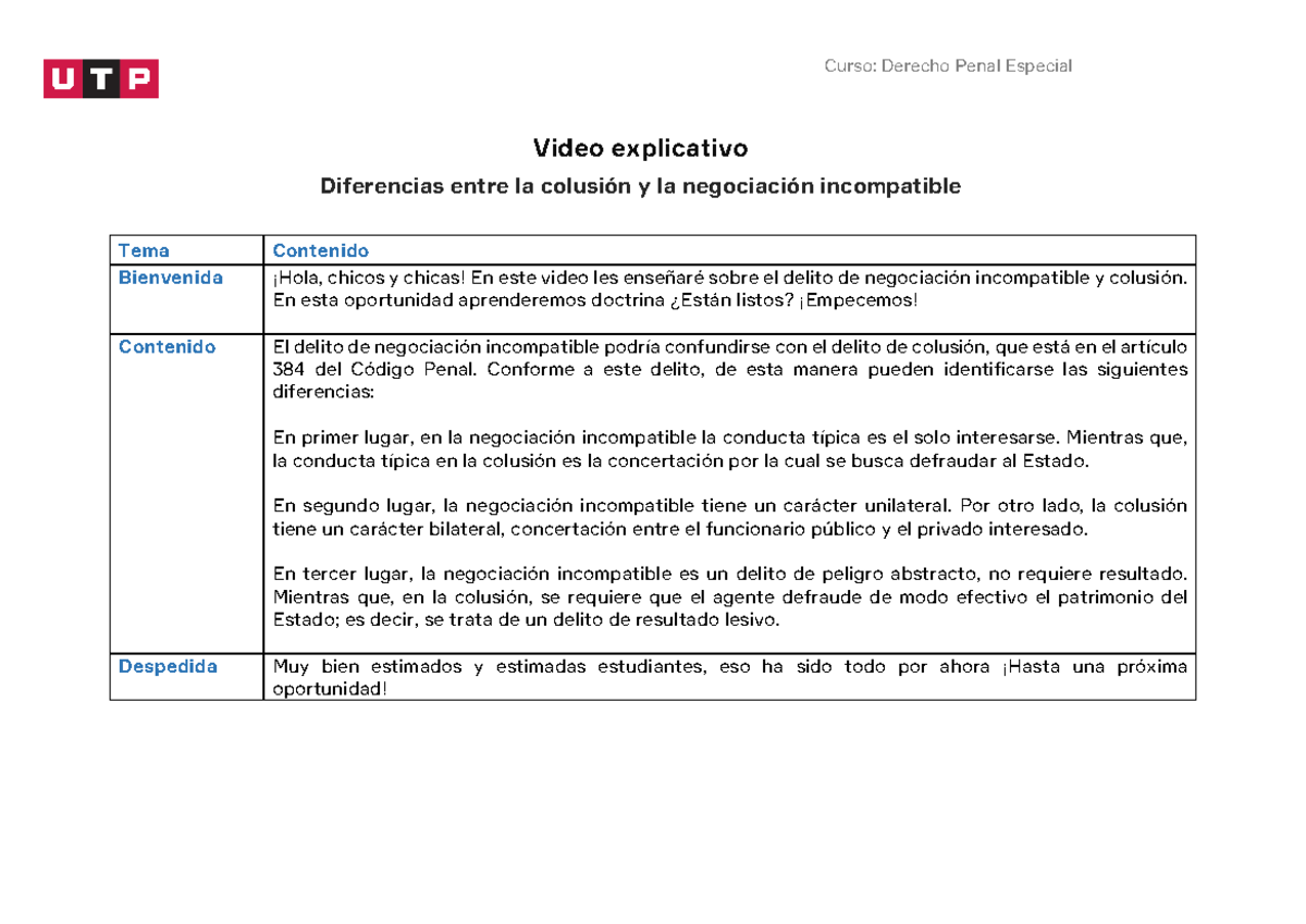 Derecho Penal Especial: Diferencias entre Colusión y Negociación ...