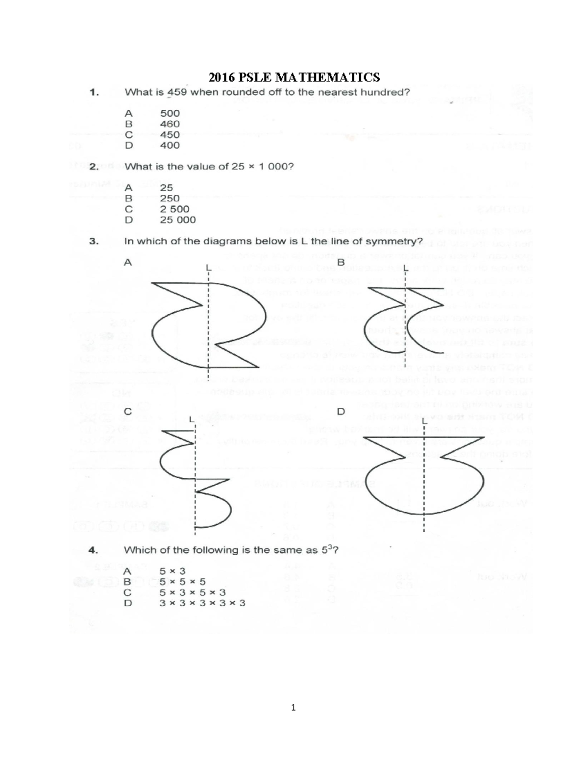 PSLE Mathematics 2016 Marking Key - WP 012531 - Studocu