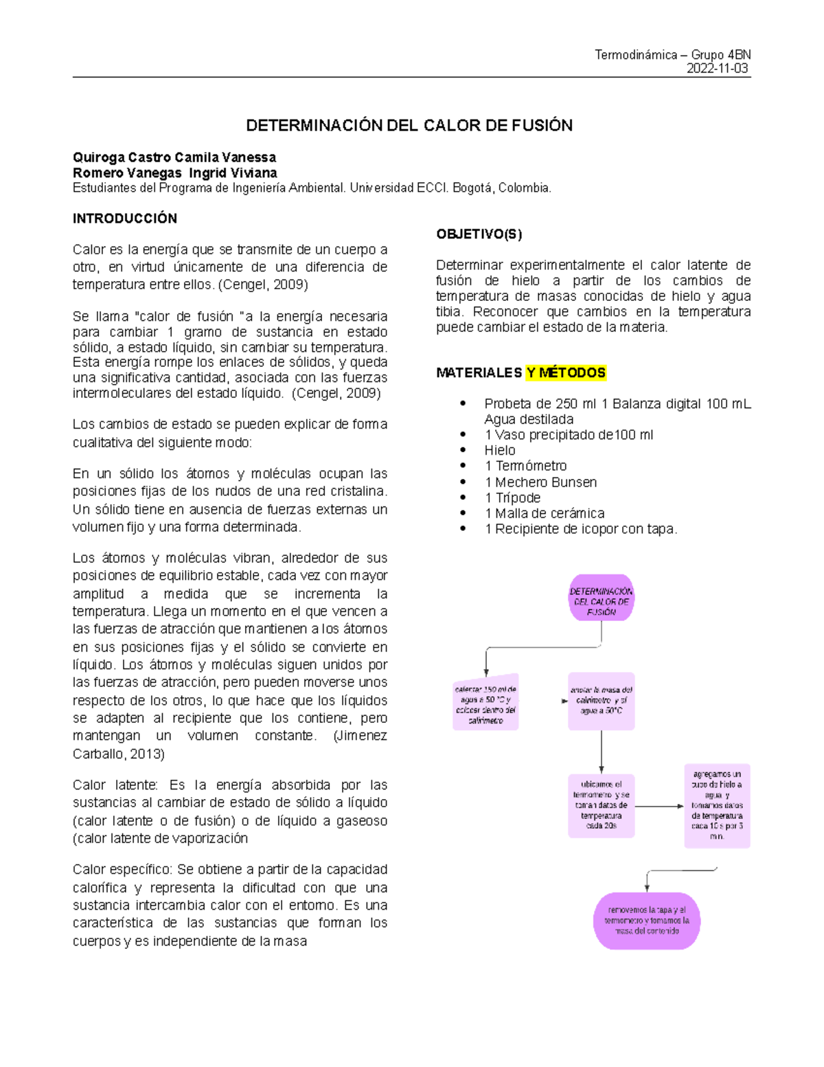 Laboratorio II - Determinación del Calor de Fusión 4BN - Studocu
