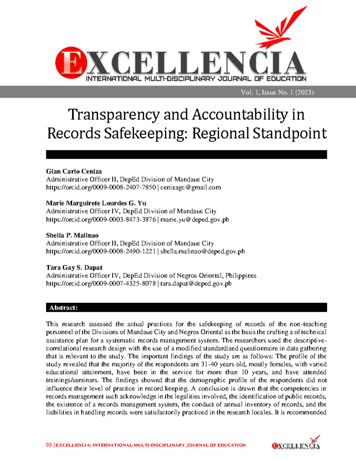 V1I1: Transparency & Accountability in Records Safekeeping Practices ...