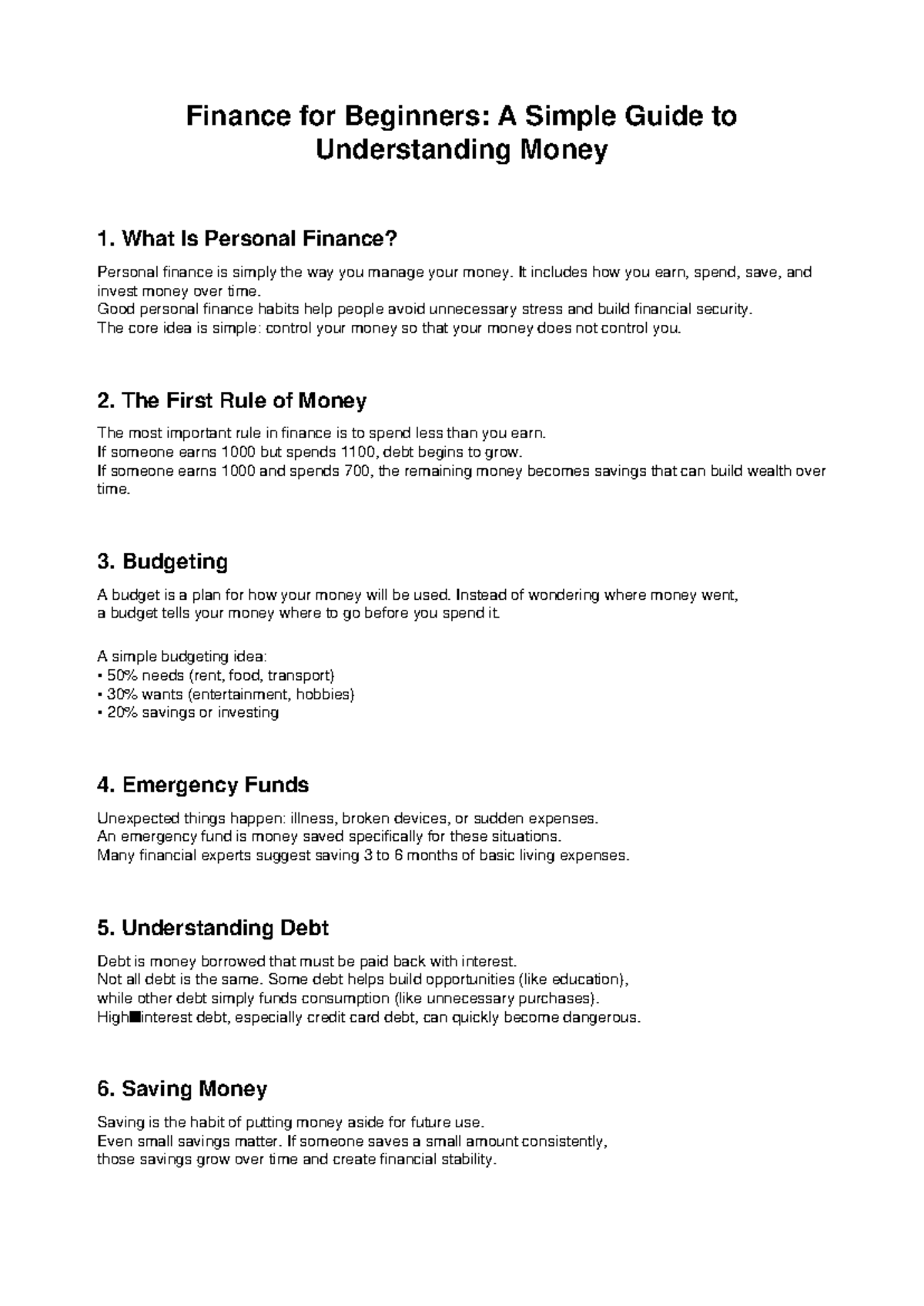 Finance 101: A Beginner's Guide to Personal Finance Basics - Studocu