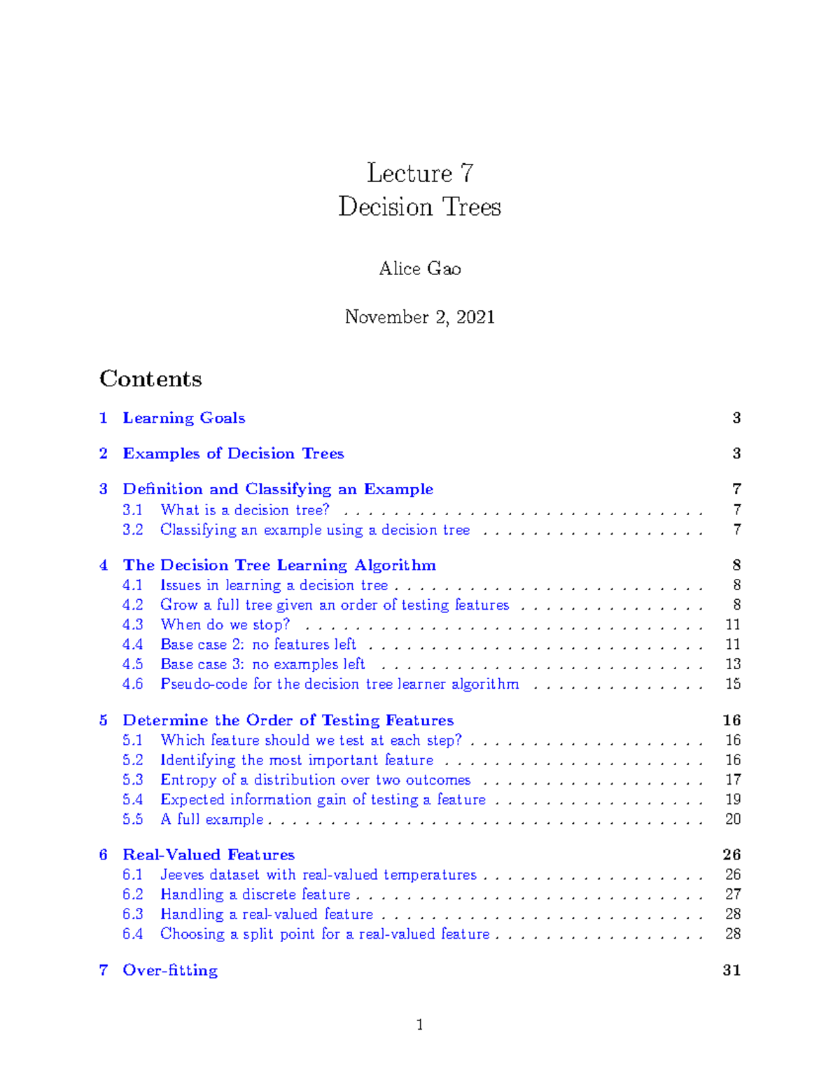 Decision Trees - Lecture Notes on Classification Algorithms - Studocu
