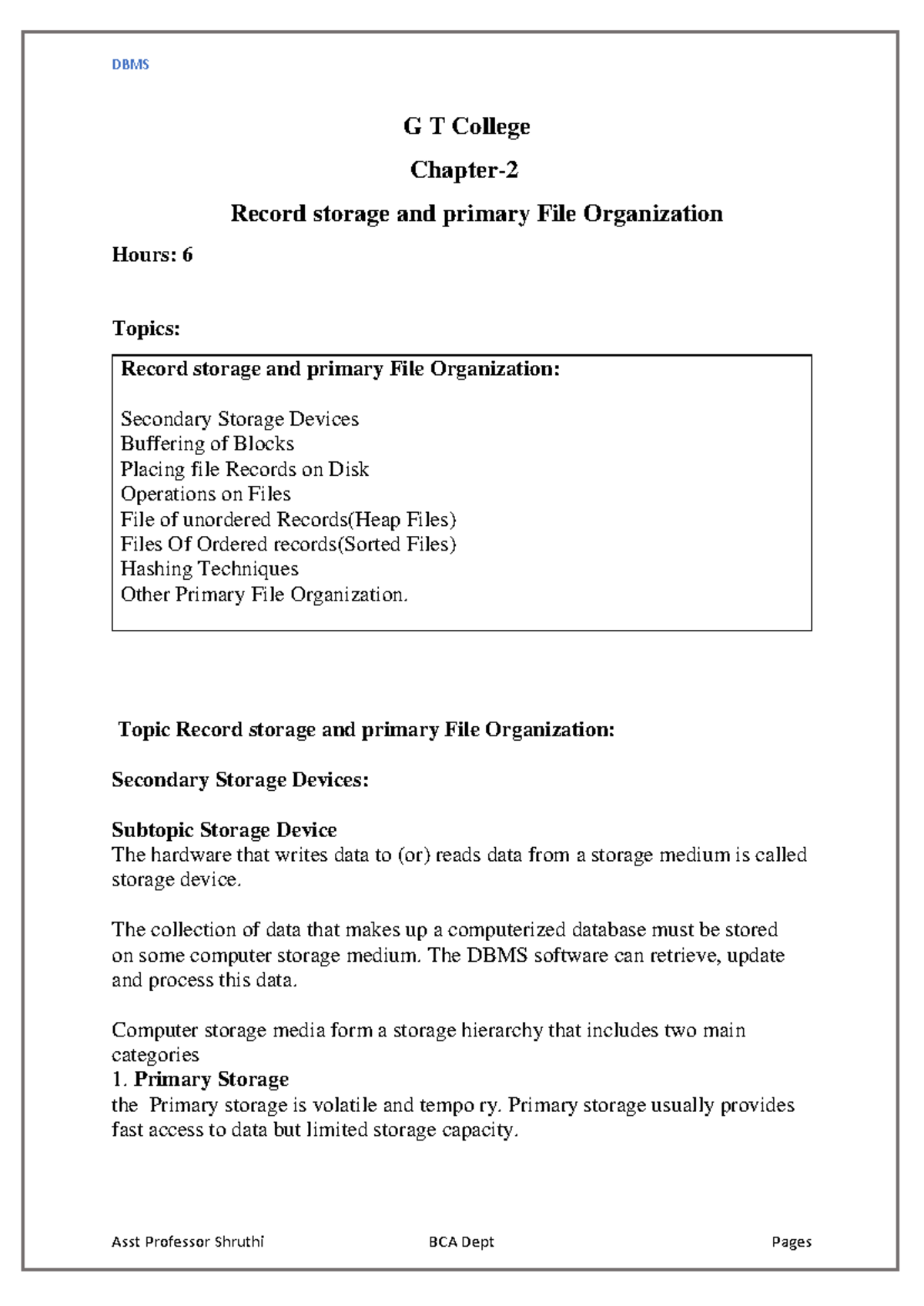 (22) Final Exam Notes on Record Storage & File Organization - Studocu