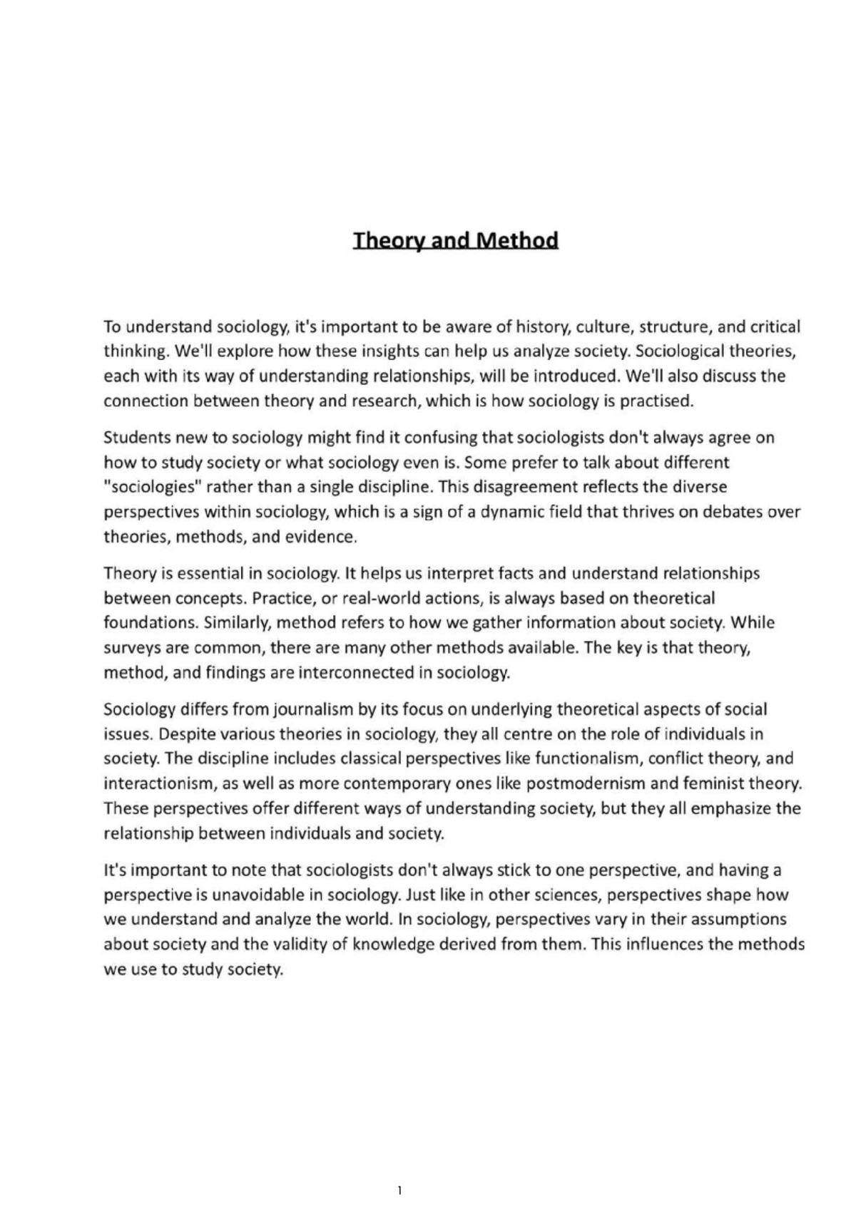 Sociology 101: Theories, Methods, and Perspectives in Understanding ...