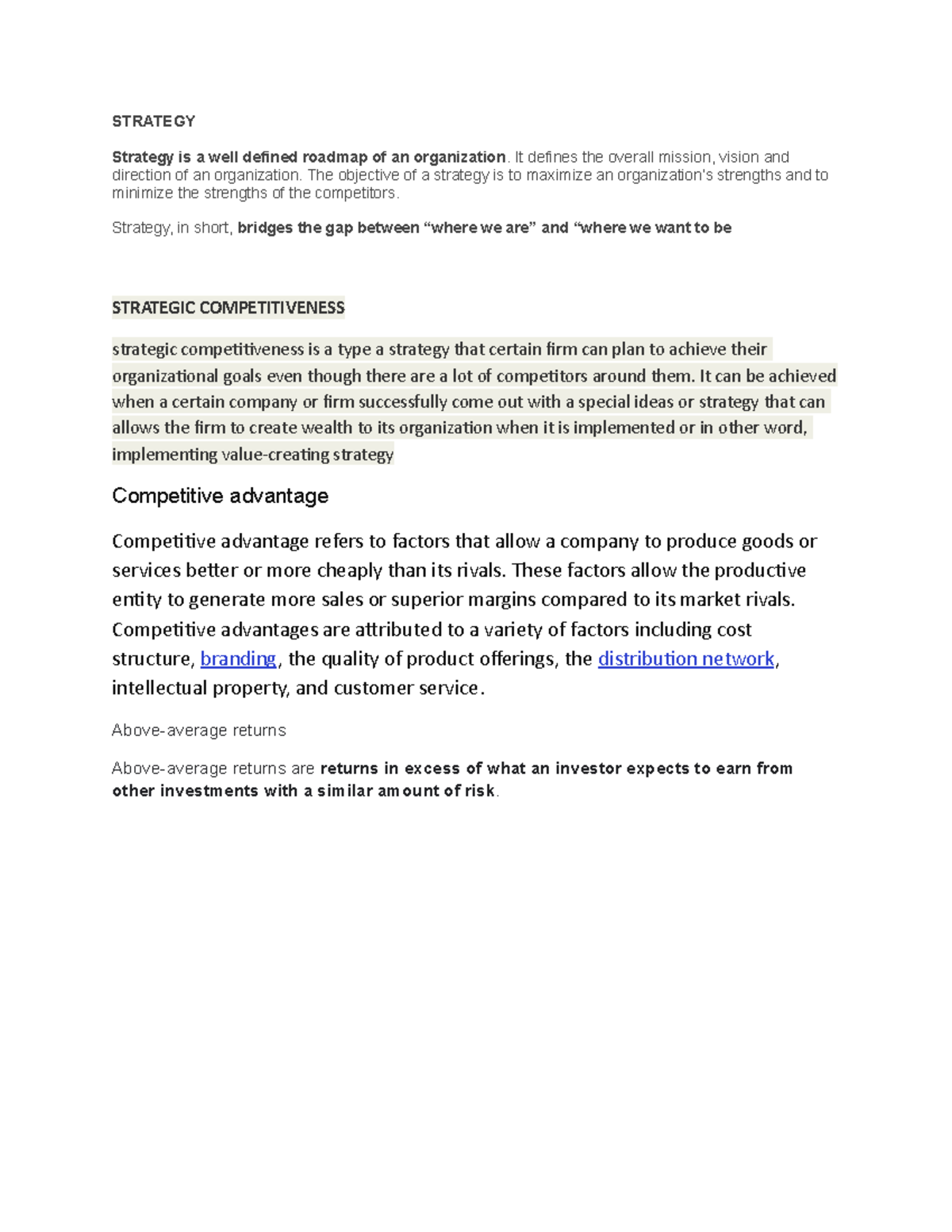SM 101 Final Exam: Strategic Management Summary Notes - Studocu