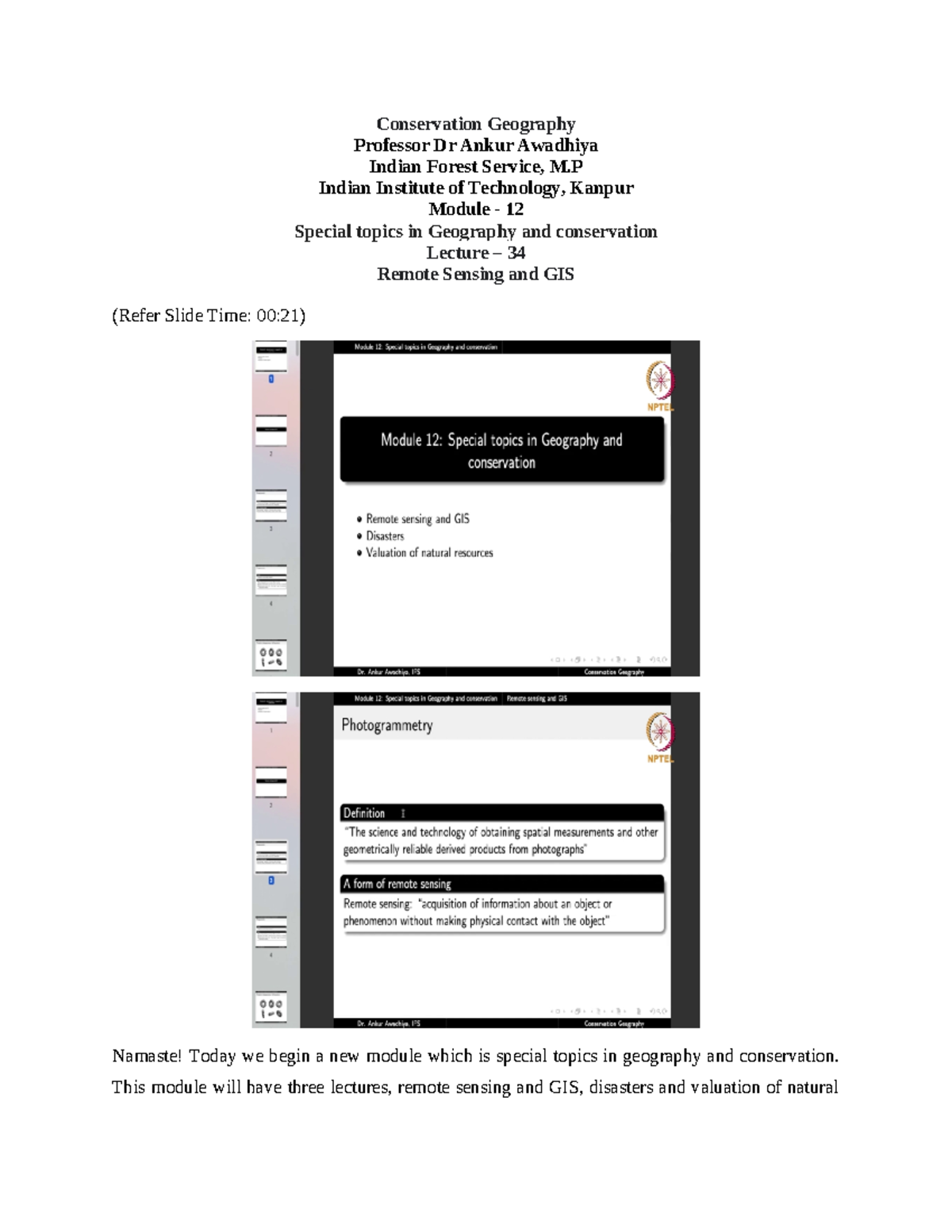Lec 34: Remote Sensing & GIS in Conservation Geography - Studocu