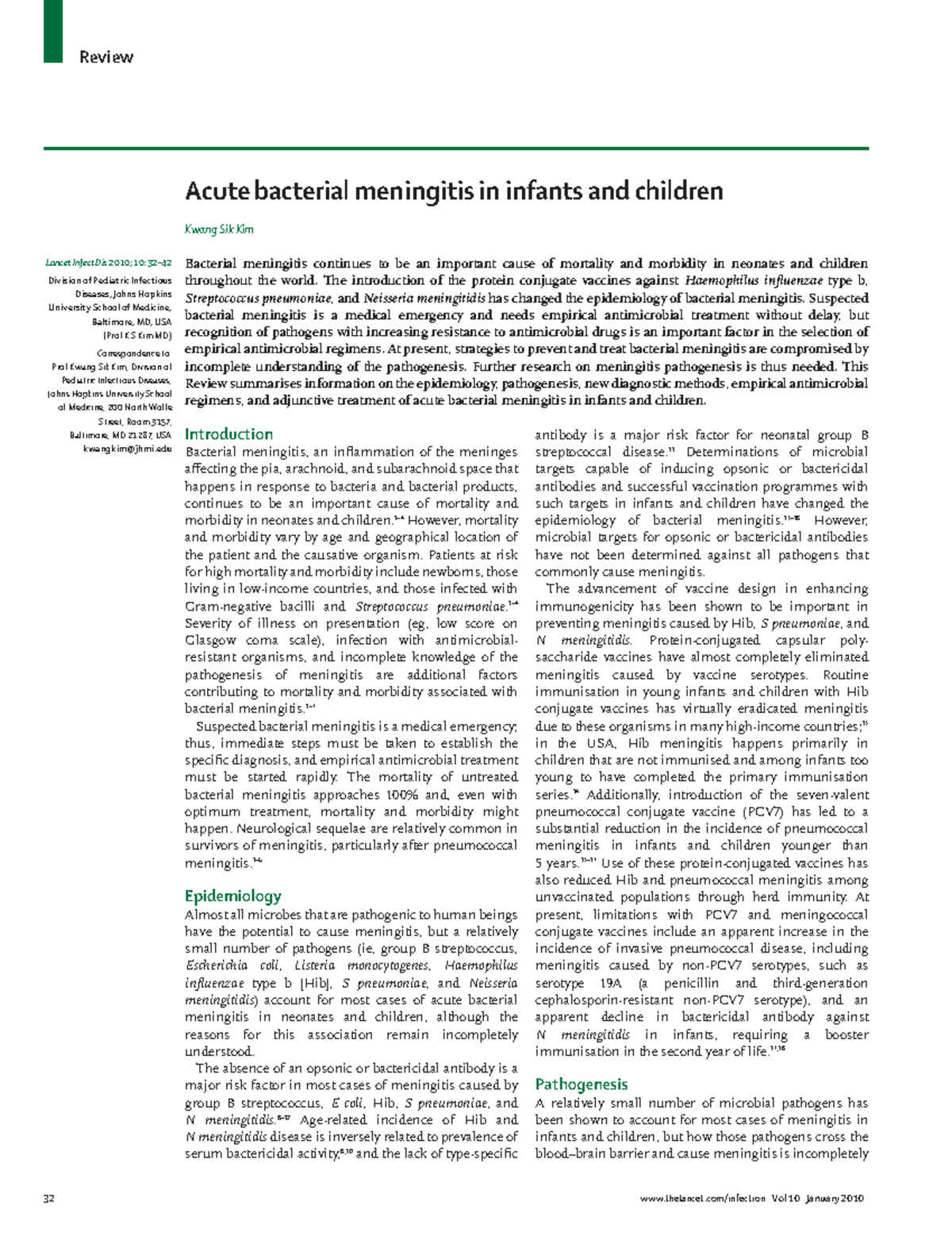 Bacterial Meningitis in Infants and Children: A Comprehensive Review ...