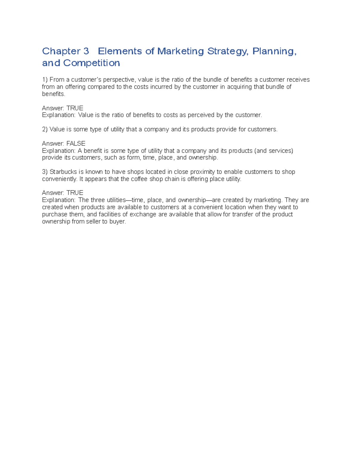 Chapter 3 - Marketing Strategy and Customer Value Insights - Studocu