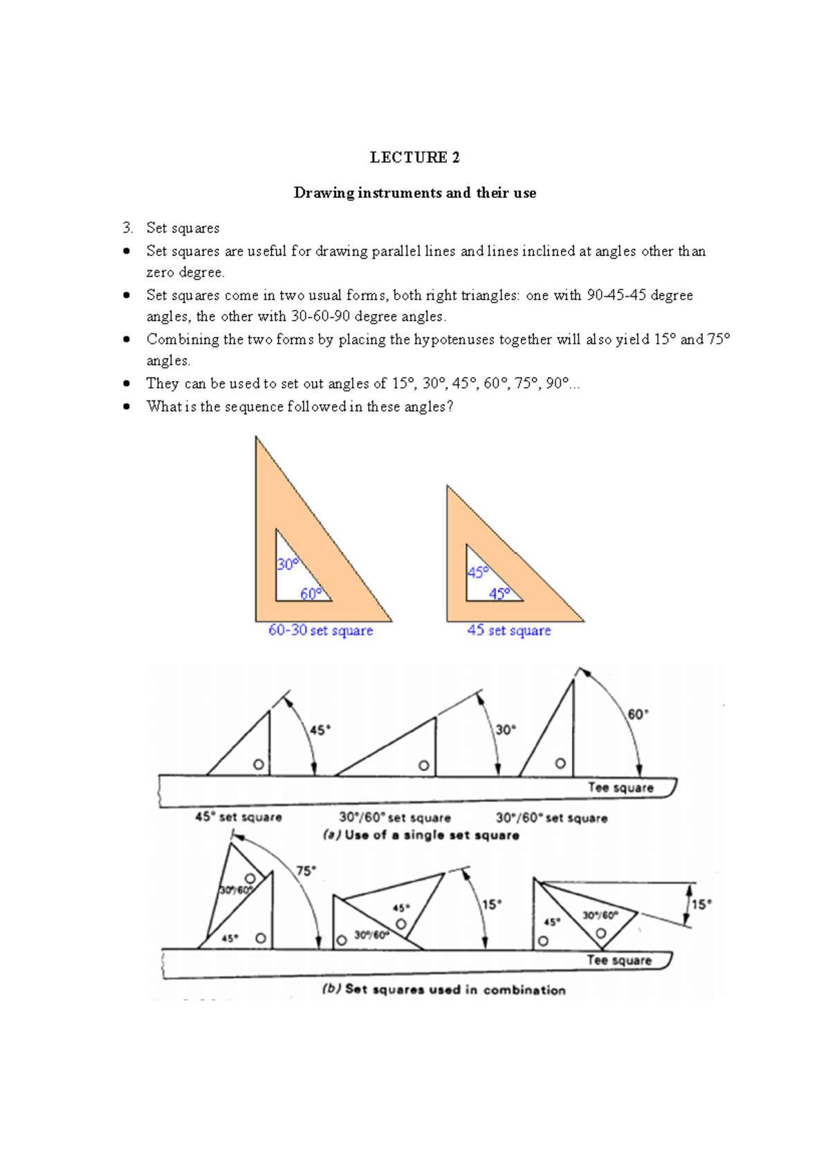 ENGR 101 Lecture 2: Drawing Instruments & Use of Set Squares - Studocu