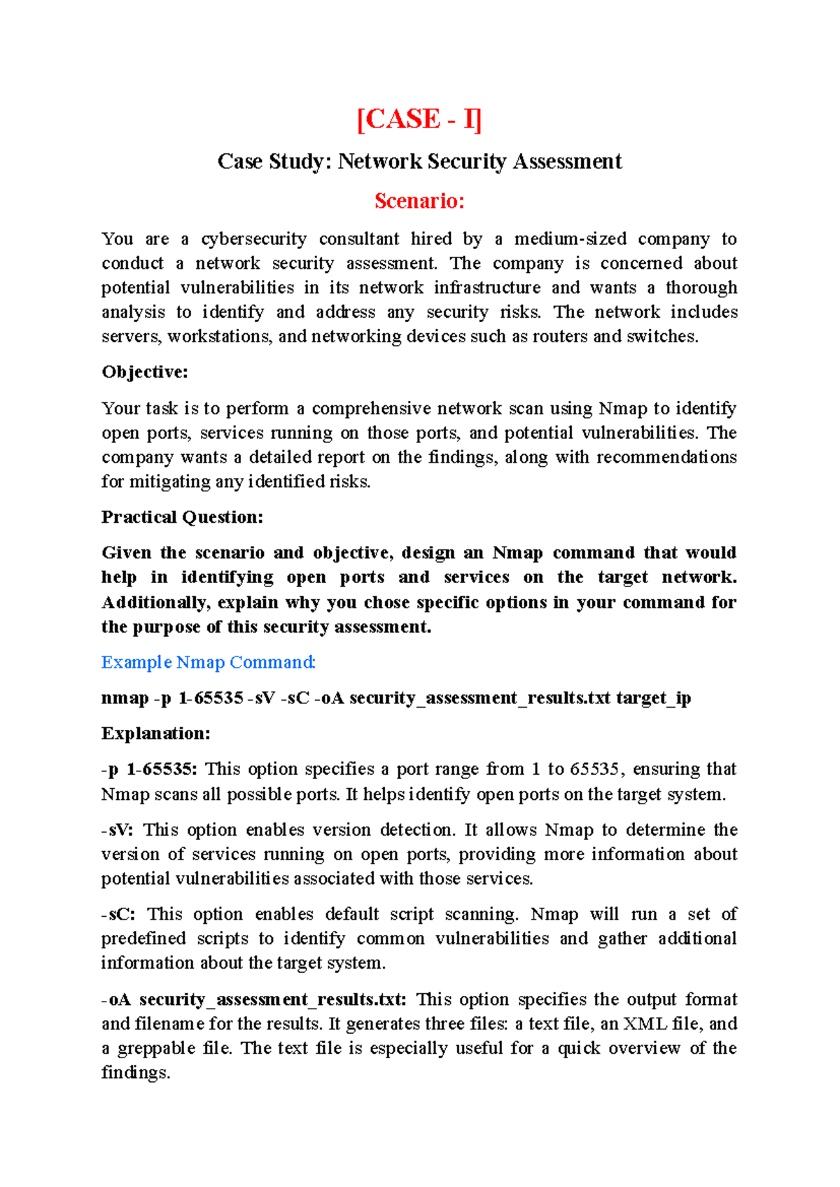 Case Study: Network Security Assessment & Cyber Incident Analysis - Studocu