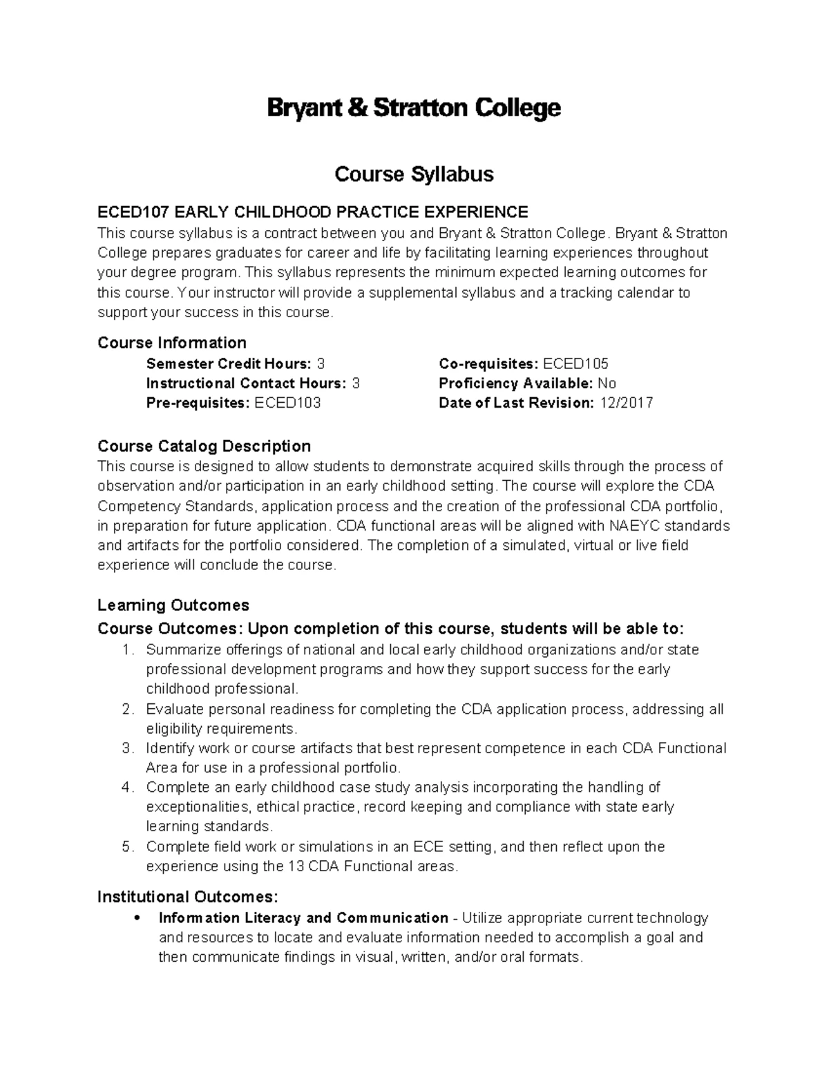 ECED 107 Gap Analysis Report - ECED10 7 Early Childhood Practice ...