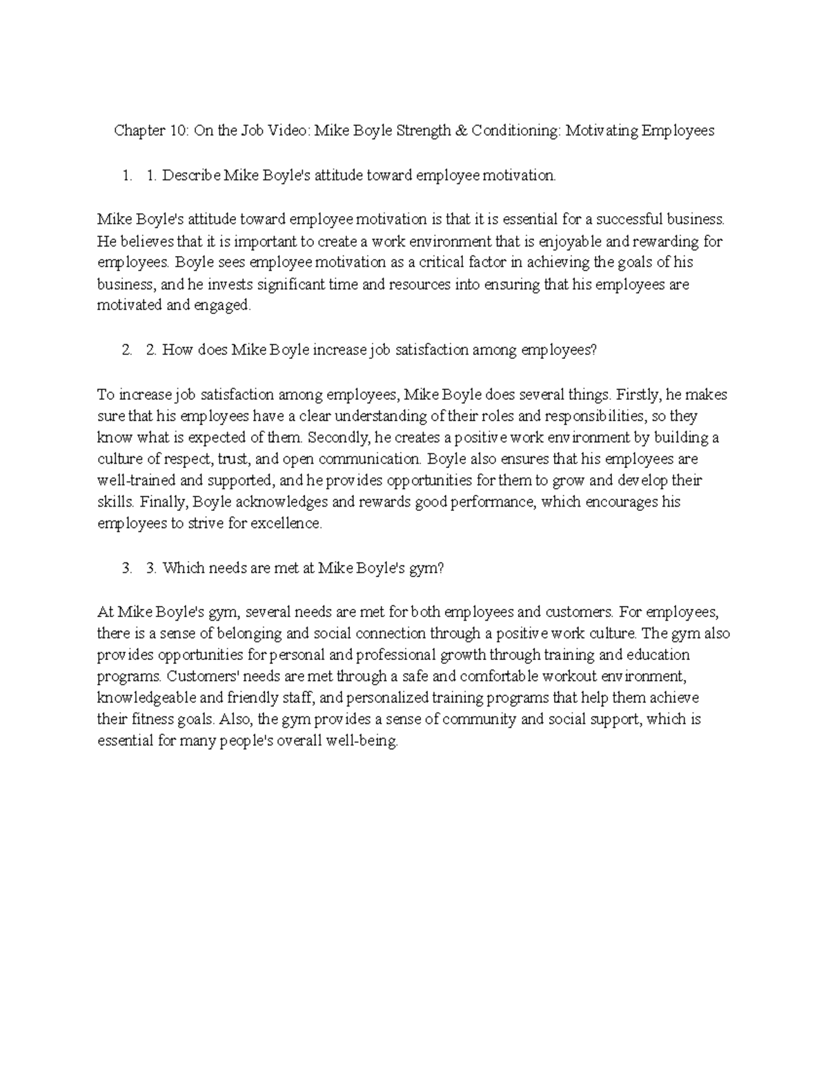 Mgmt 101 Chapter 10: Employee Motivation & Job Satisfaction Notes - Studocu