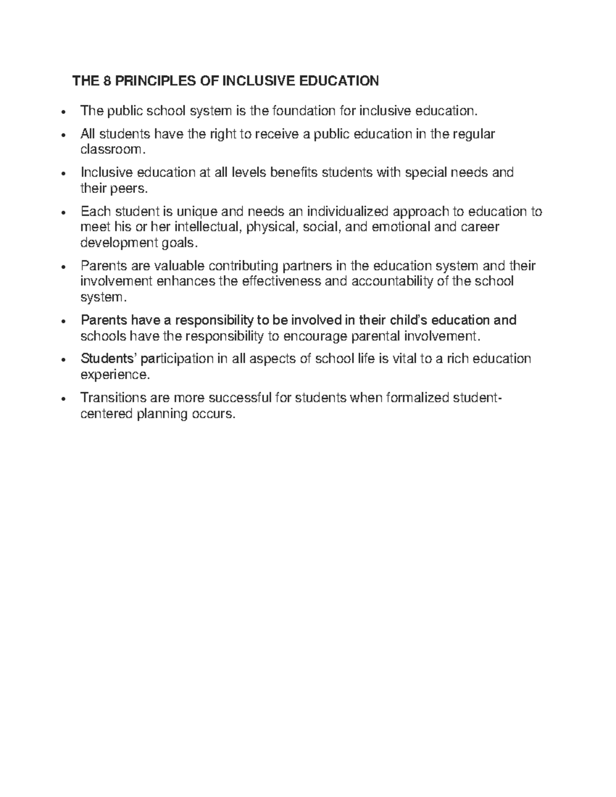 Principles OF Inclusive Education 1 - THE 8 PRINCIPLES OF INCLUSIVE ...