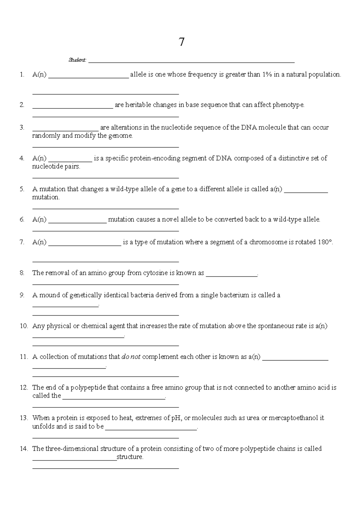 Genetics Practice Questions for Course BIO301 - Studocu