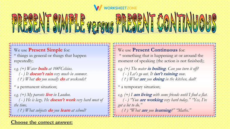 A) Present Simple & Continuous Verb Forms Practice (ENG101) - Studocu