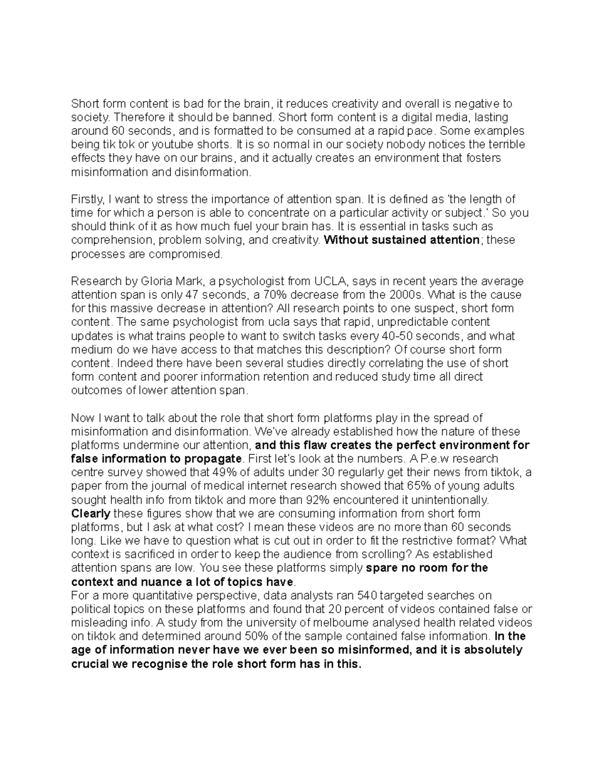The Impact of Short Form Content on Attention Span and Misinformation ...