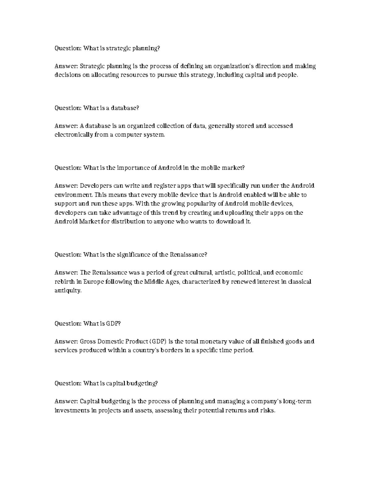 Strategic Planning & Concepts: Key Terms and Definitions for Study ...