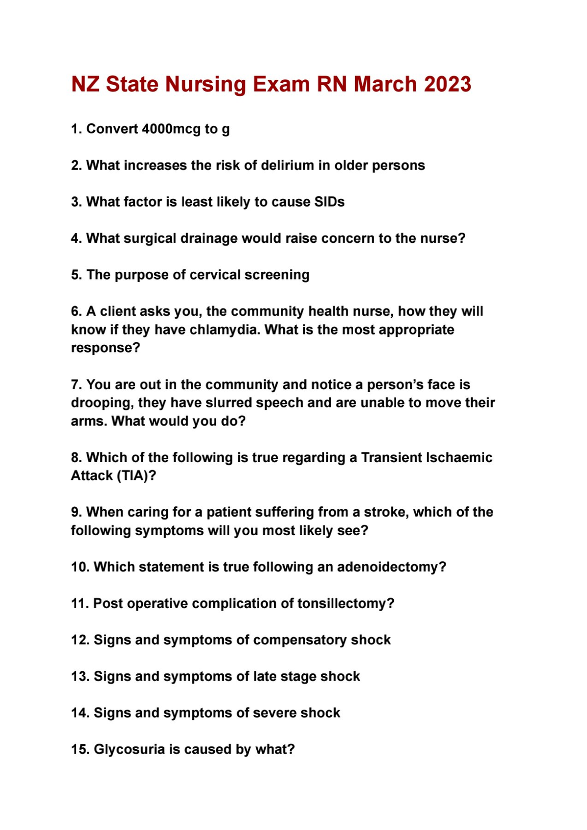 State Nursing Exam RN March 2023 Study Guide and Review - Studocu