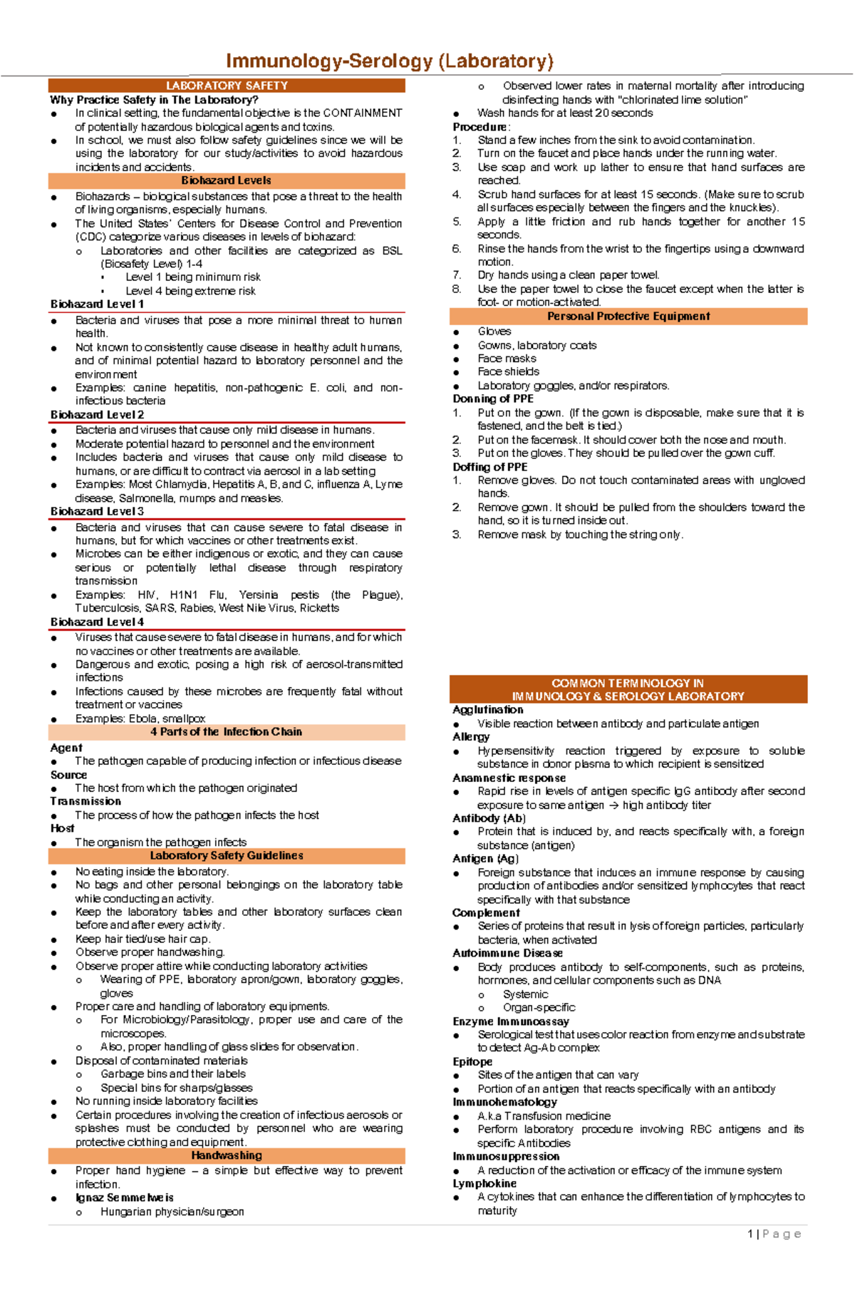 LAB 101: Laboratory Safety Guidelines and Biohazard Levels - Studocu