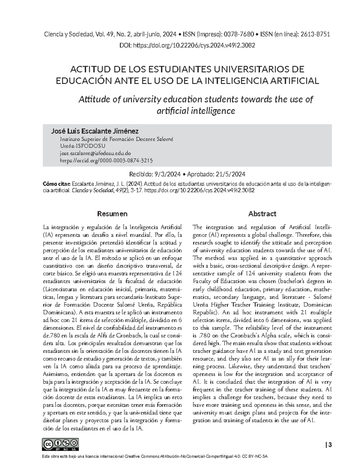 Ciencia y Sociedad: Actitud de Estudiantes de Educación hacia la IA ...