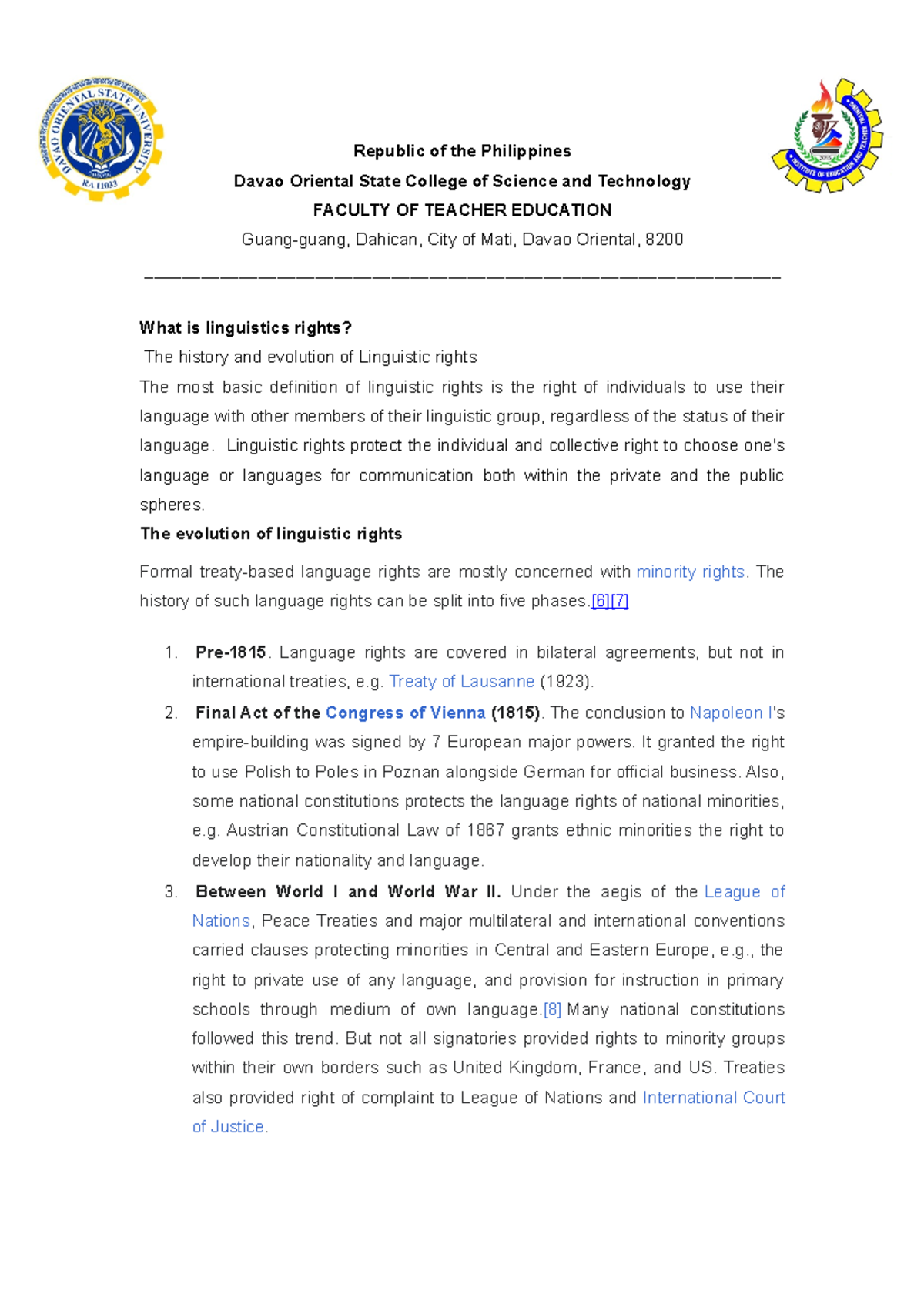 Pointers on Linguistic Rights in the Philippines: A Comprehensive ...