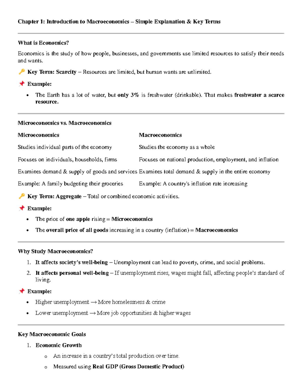 Macro Eco Chap 1 - Overview of Key Concepts in Macroeconomics - Studocu