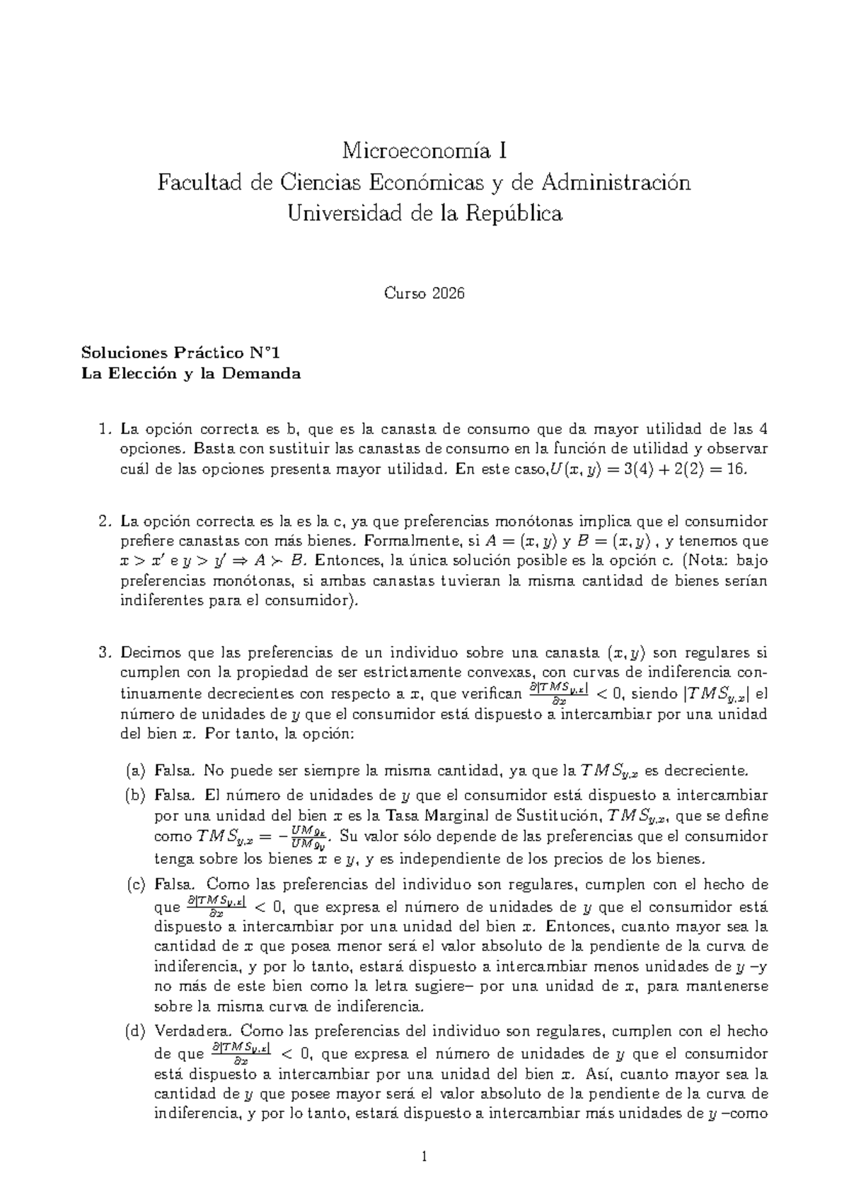 Práctico 1: Soluciones de Microeconomía I - Curso 2026 - Studocu