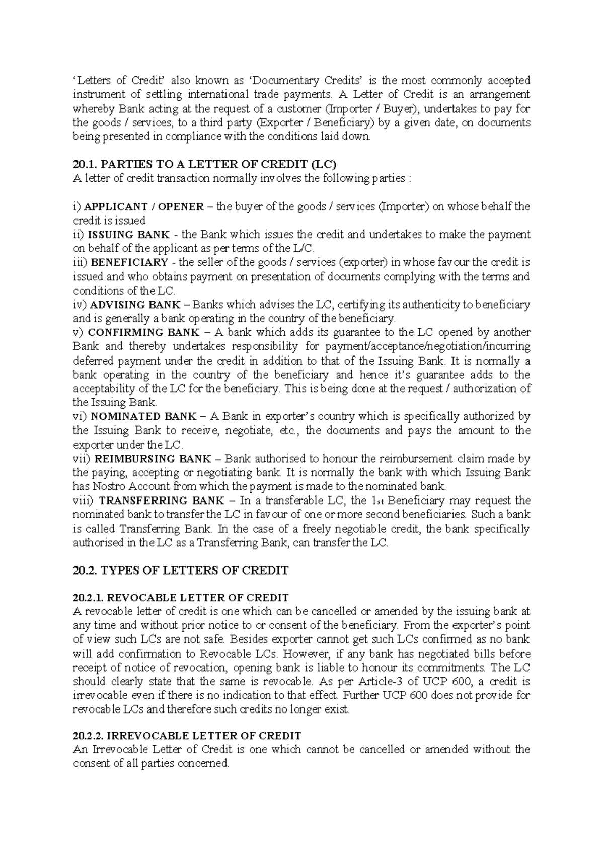 Letter of Credit (LC) Overview and Key Concepts - Studocu
