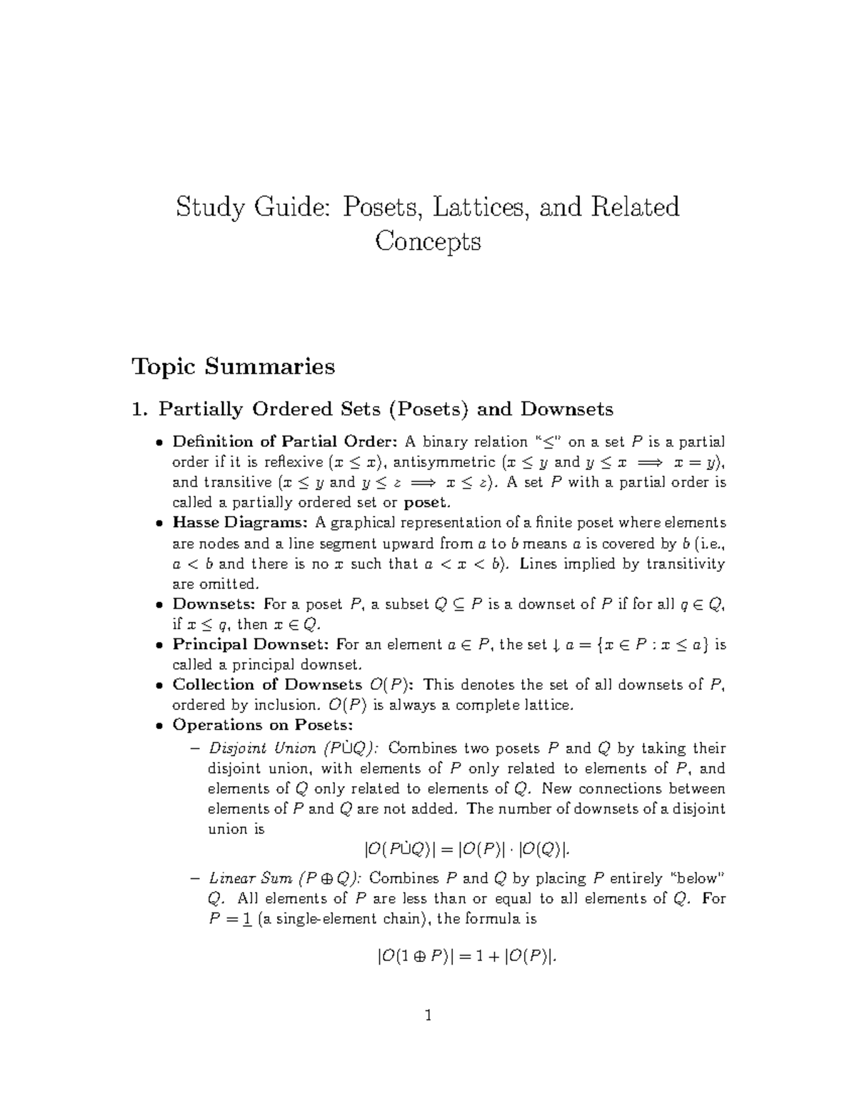 Study Guide: Posets, Lattices, and Related Concepts (MATH 202) - Studocu