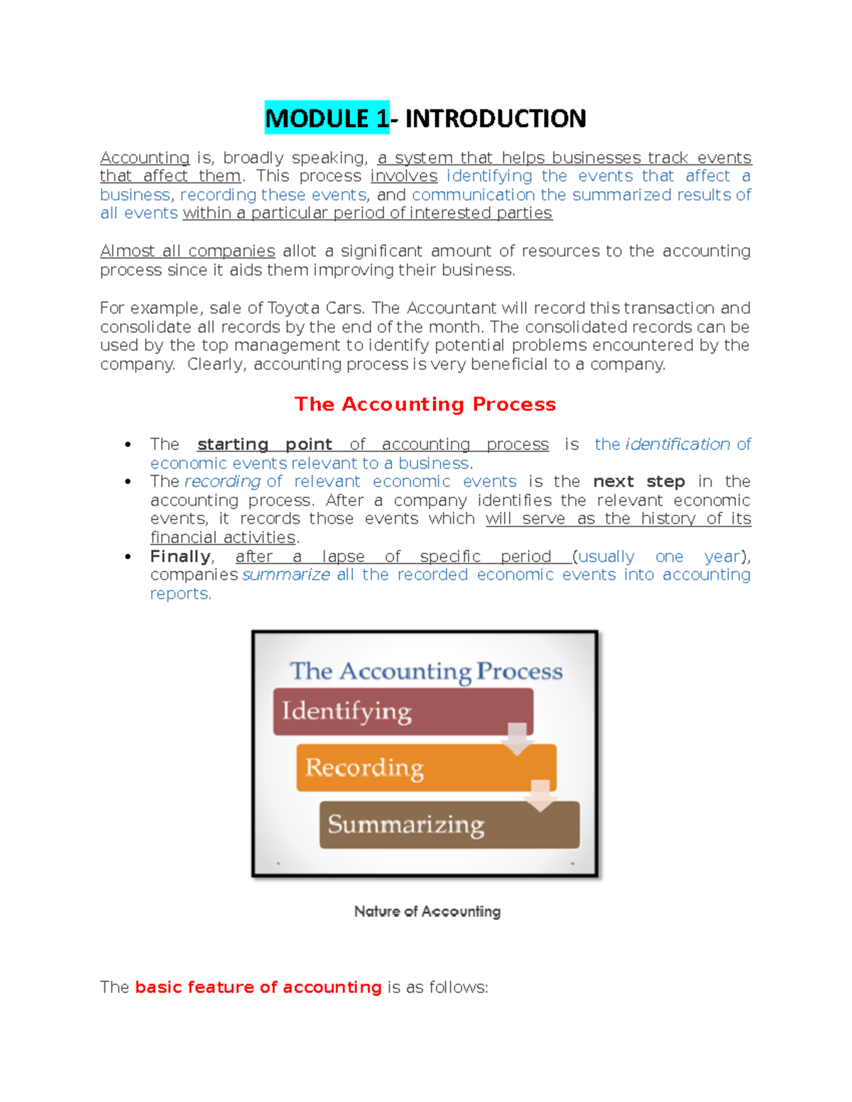 About Accounting Infos - MODULE 1- INTRODUCTION ####### Accounting is ...