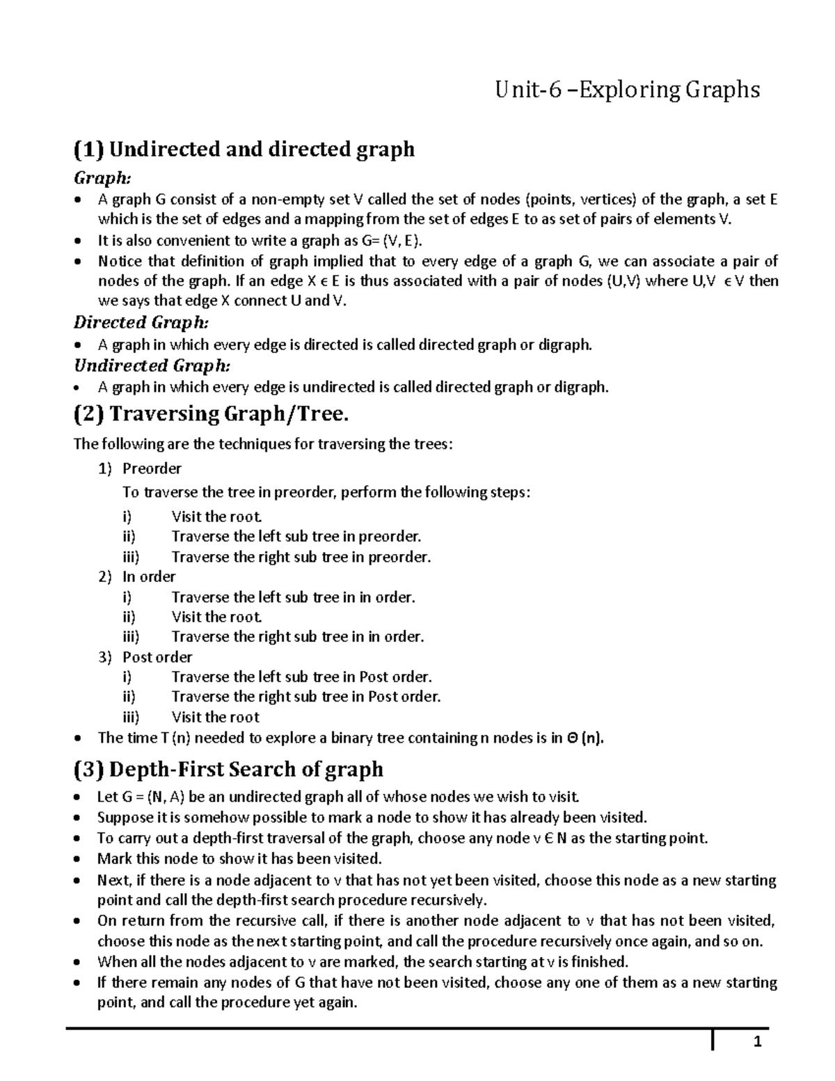 3150703 Analysis & Design of Algorithms - Unit 6 Graph Theory Notes ...