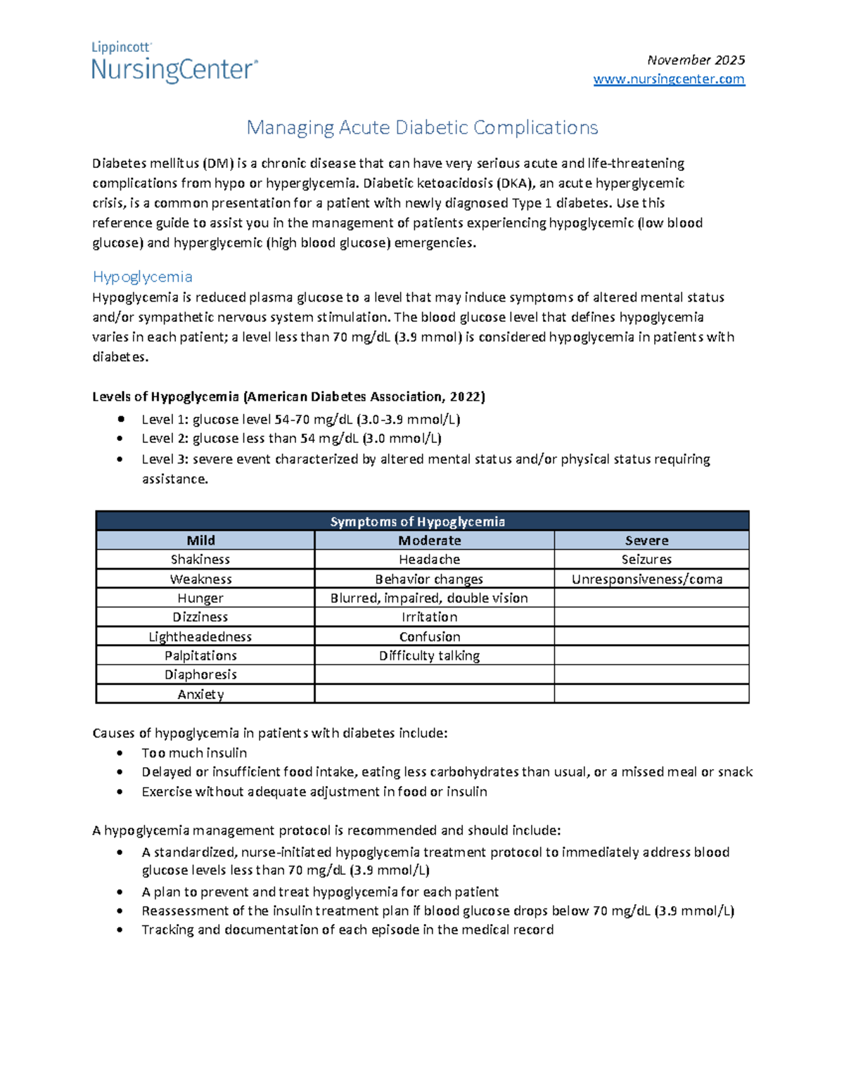 DM 2025 Managing Acute Diabetic Complications: DKA & HHS Guide - Studocu