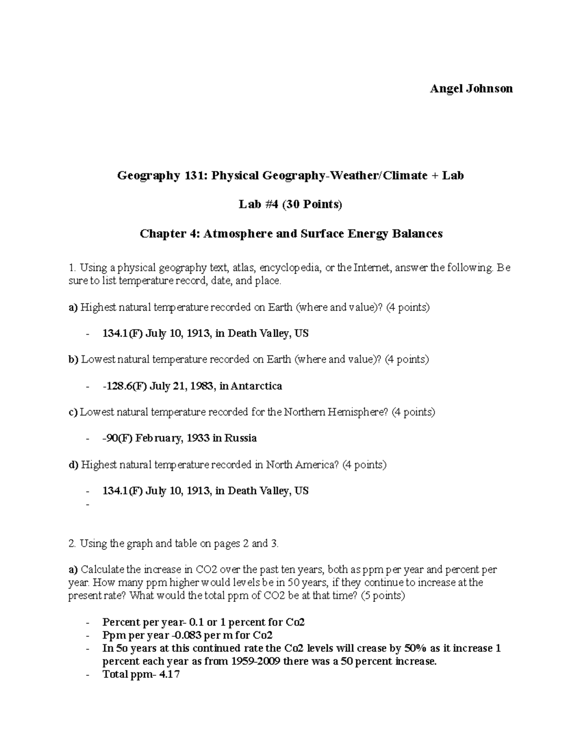 Chp 4 lab - Lab - Angel Johnson Geography 131: Physical Geography ...