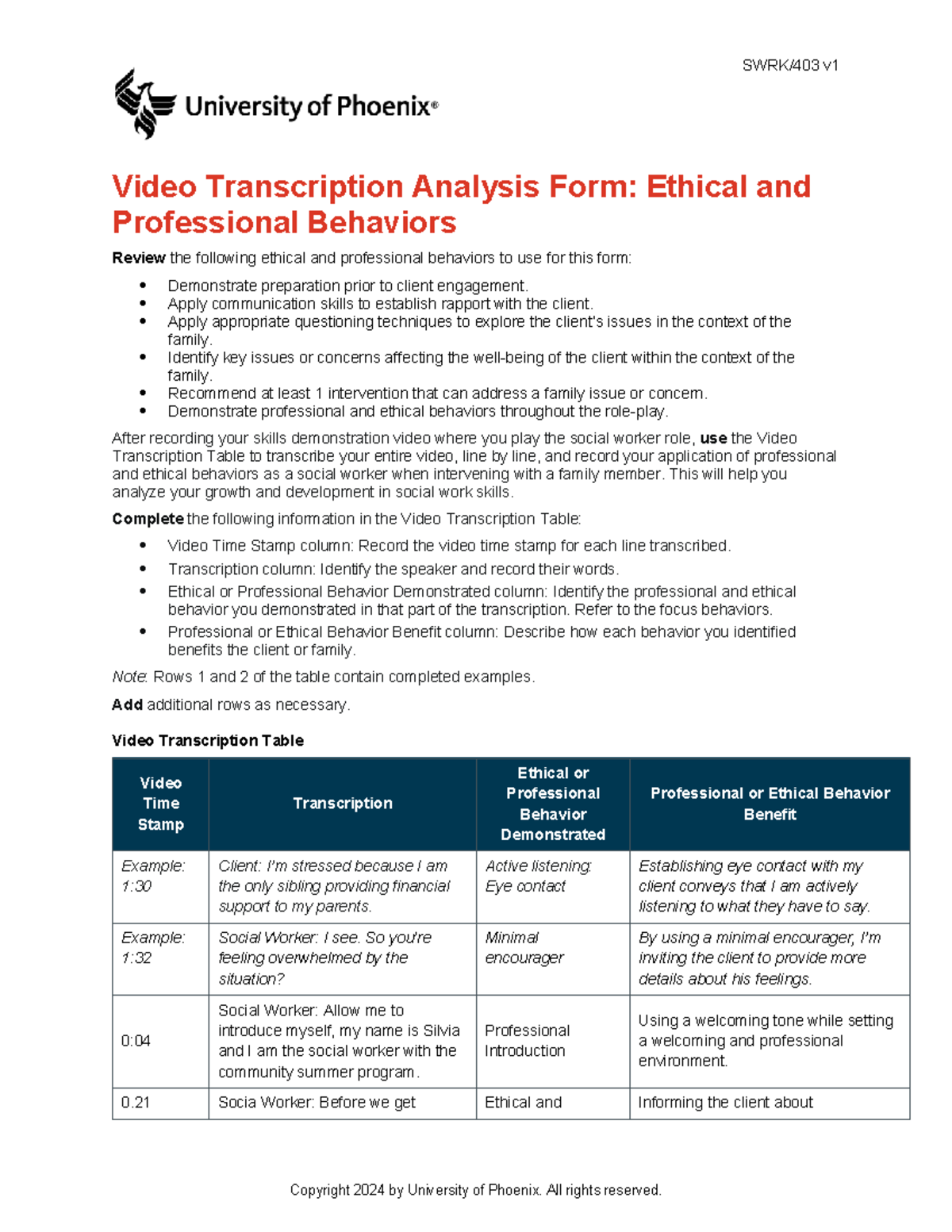 Video Transcription Analysis: Ethical & Professional Behaviors Review ...