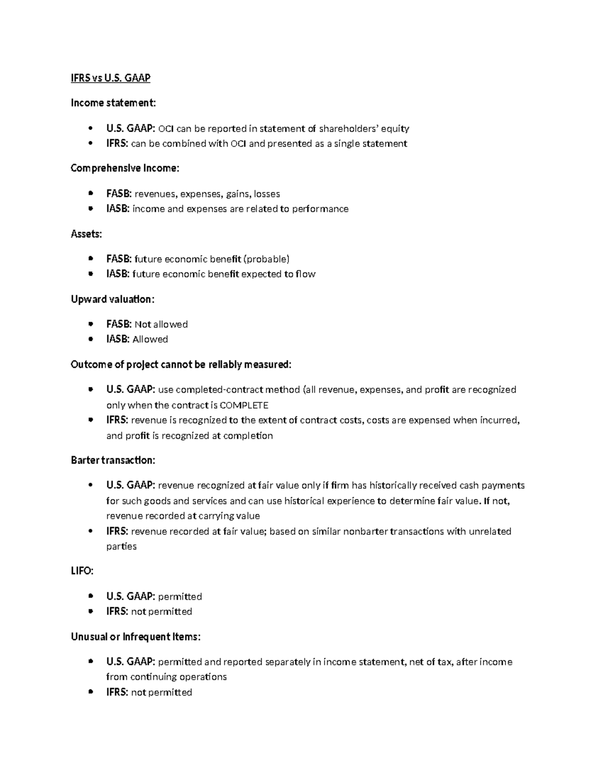 IFRS vs U.S. GAAP: Key Differences in Income Statement Reporting - Studocu