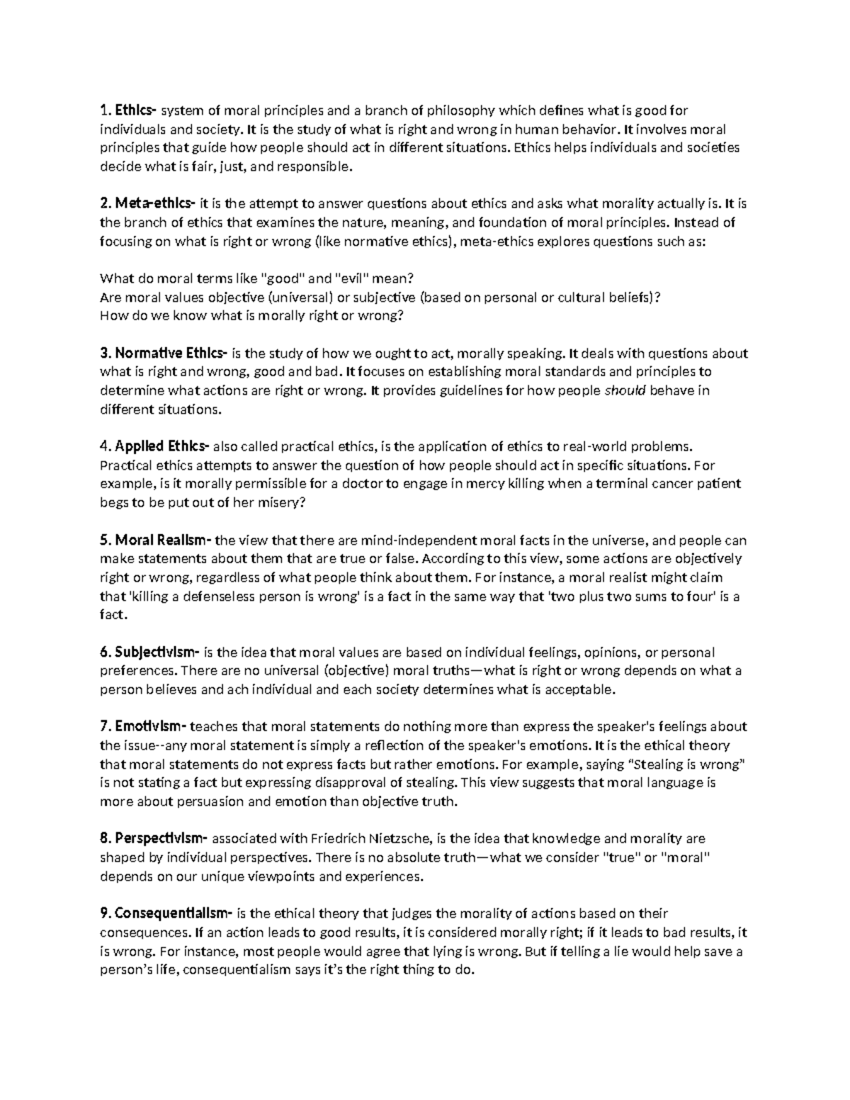 Ethics Assignment: Exploring Key Concepts and Theories - Studocu