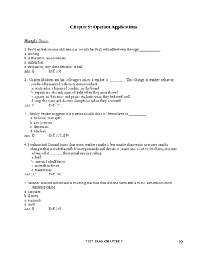 Chance 7e TB Ch08 - Chapter 8 Test bank - Chapter 8: Operant Procedures ...