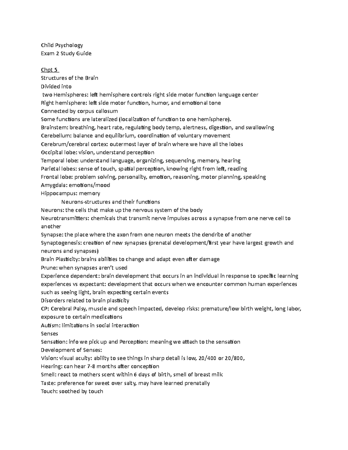 Child Psych Exam 2 Study Guide - Child Psychology Exam 2 Study Guide ...