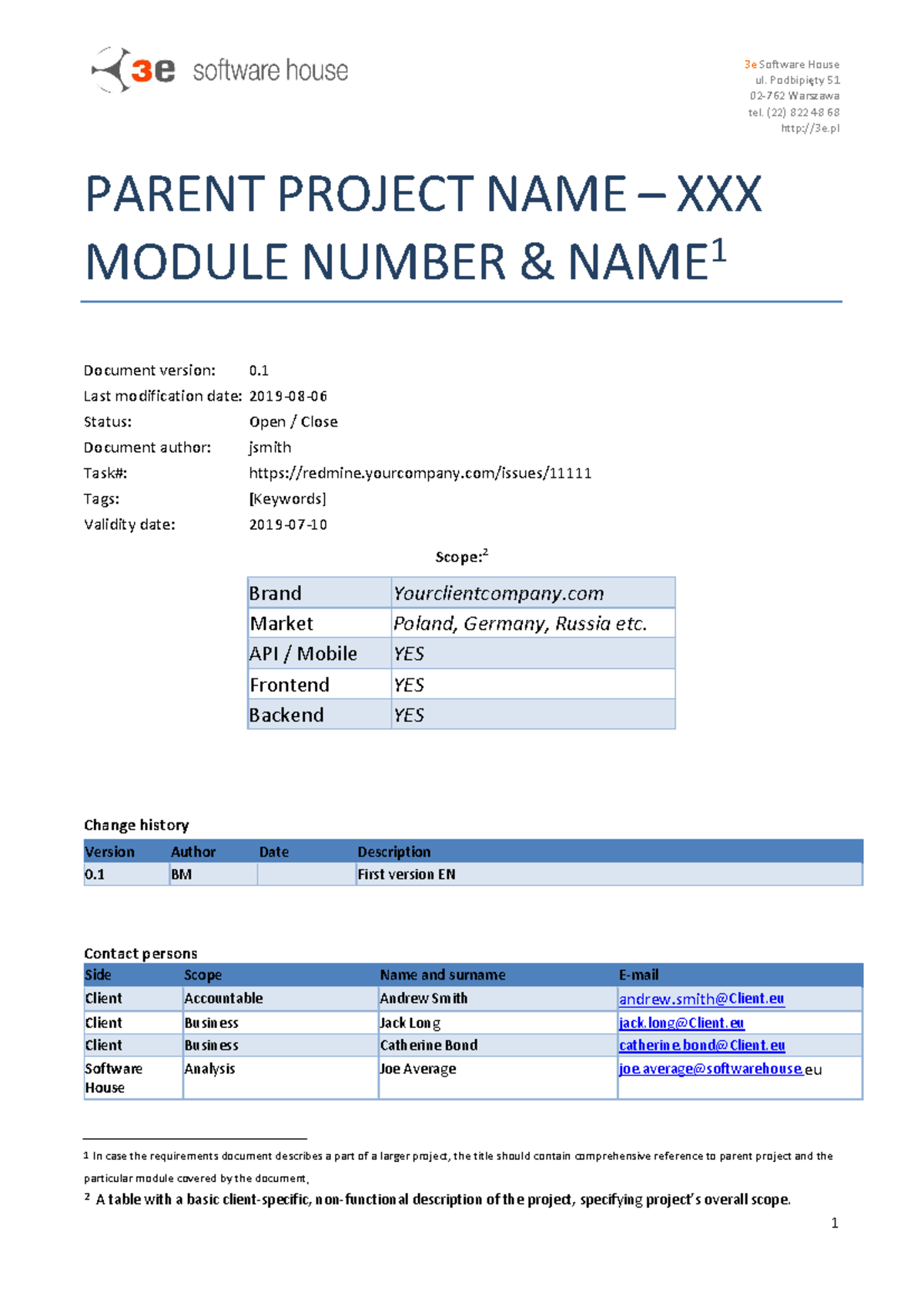 Client Requirements Document Template - Final Version - Studocu