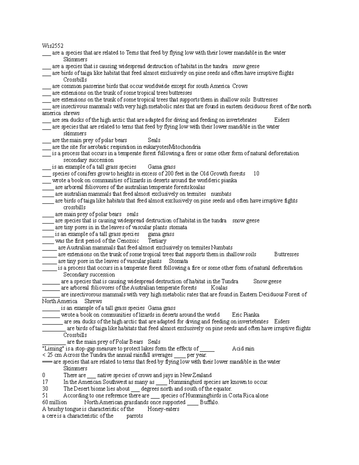 WIS2552 Exam 1 Study Guide: Key Concepts in Ecology and Species - Studocu