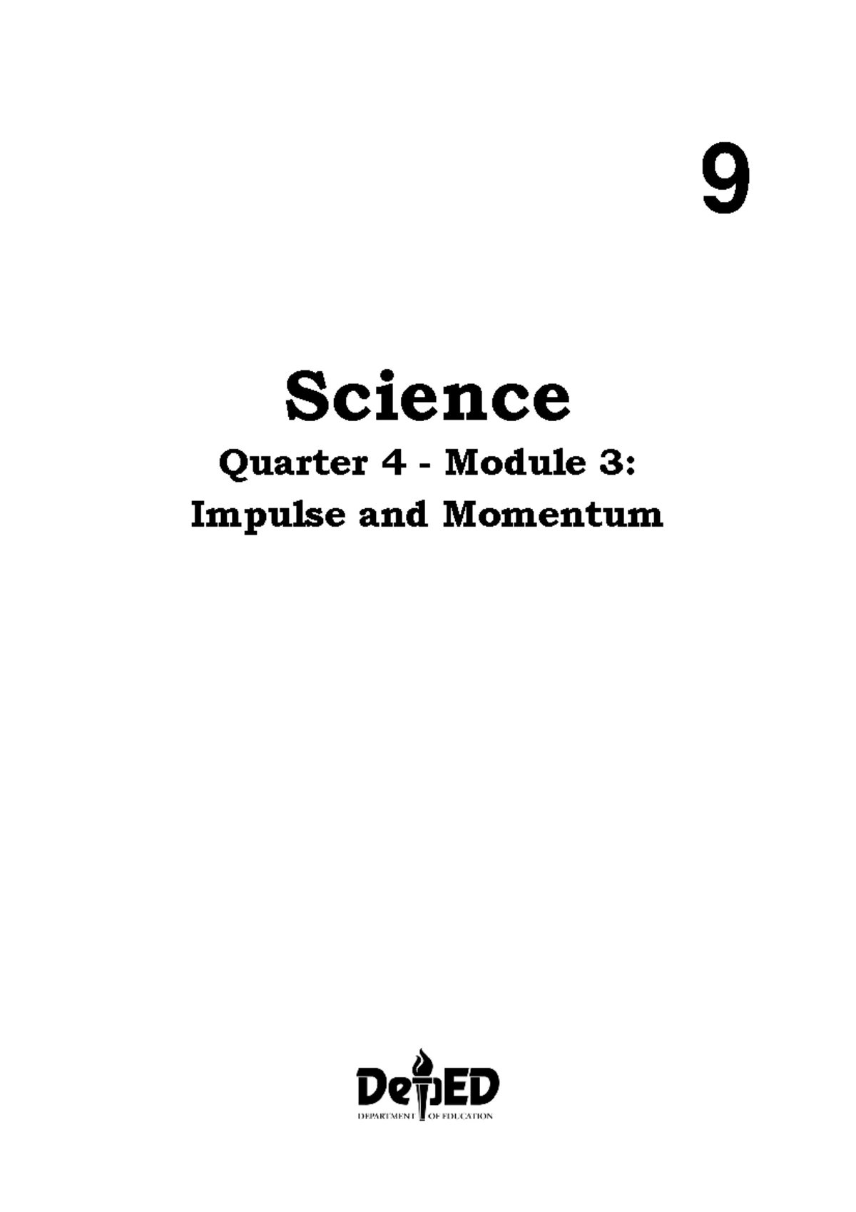Science 9 Q4: Conservation of Linear Momentum Module Overview - Studocu