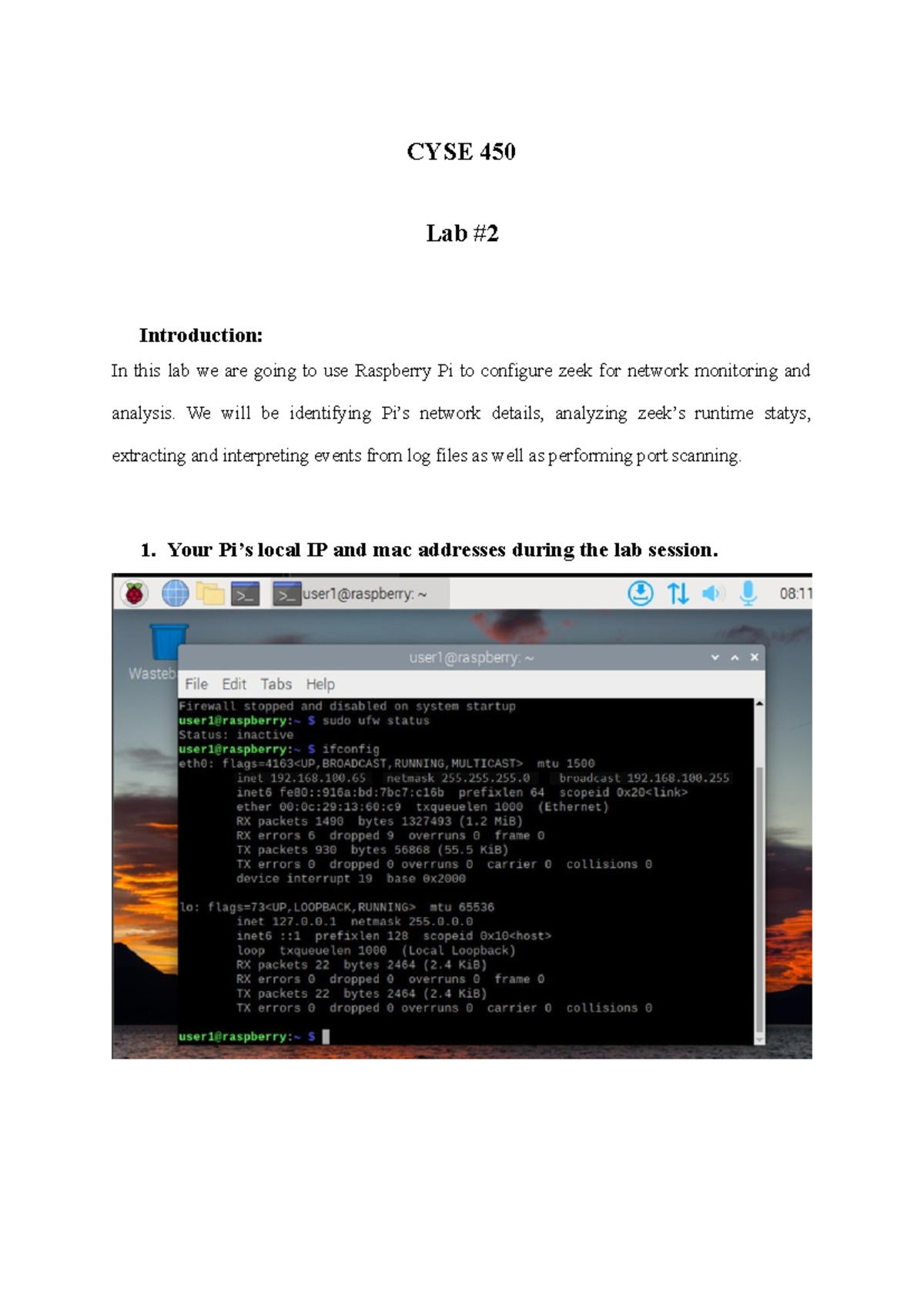 Lab 2 - Its a report related linux interface - CYSE 450 Lab ...