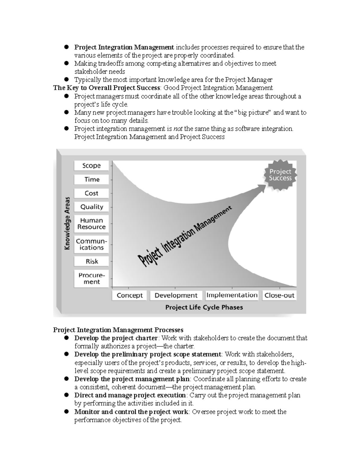 Project Integration Management includes processes required to ensure ...