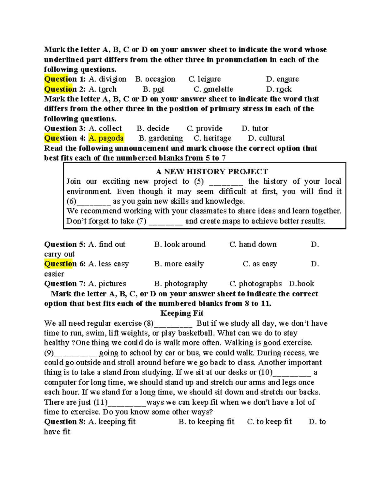 De On Tap - Listening Comprehension Practice Questions - Studocu