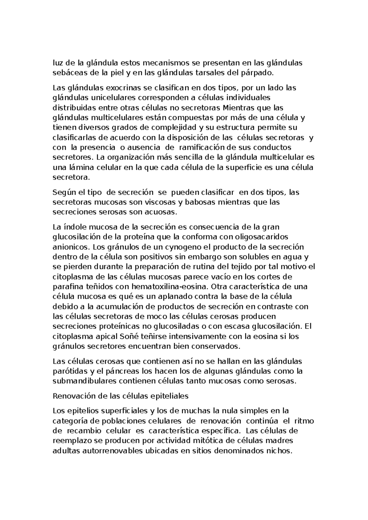Resumen de Glándulas Exocrinas y su Estructura y Secreción - Studocu