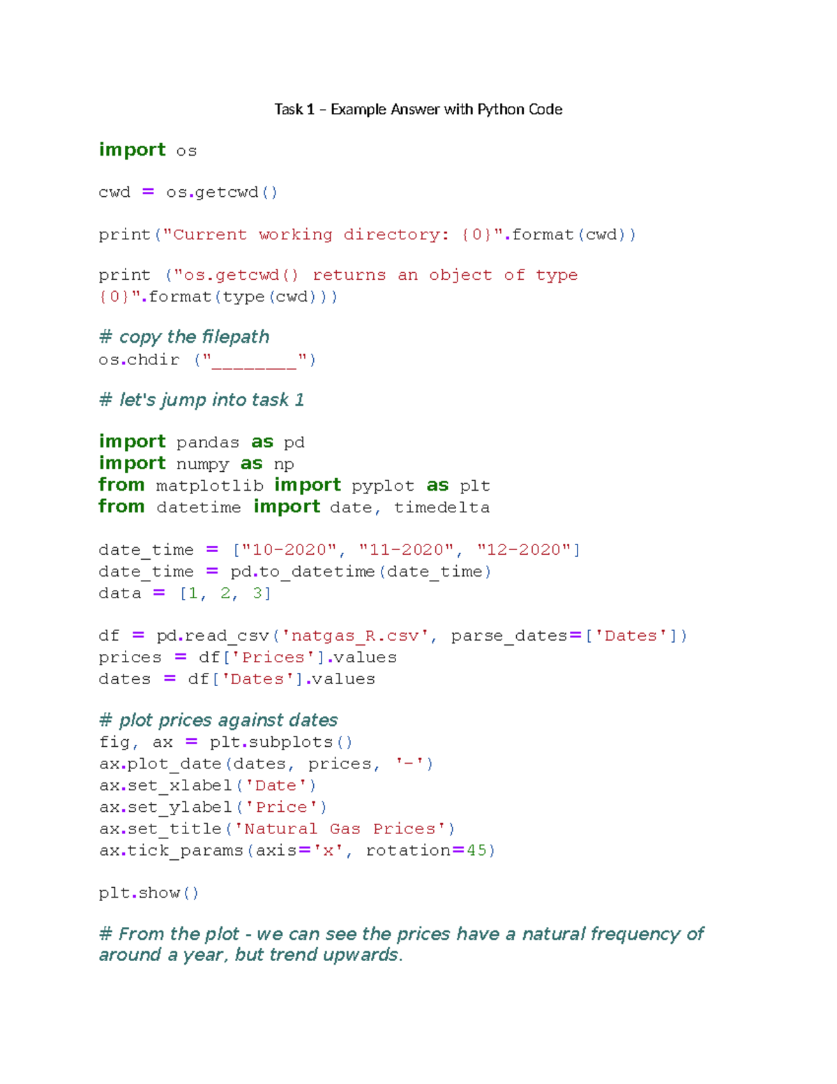 JPMC Task 1 Example Answer: Python Code for Price Analysis - Studocu