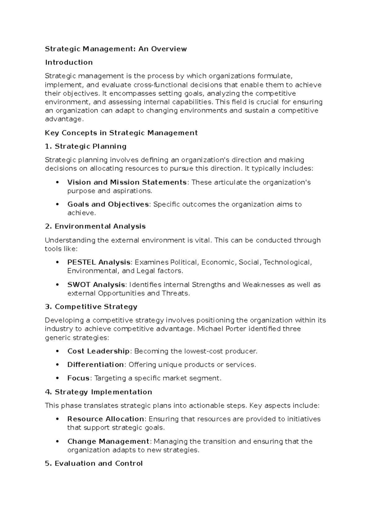 SM 1 - Chapter 1: Basic Concepts of Strategic Management - Studocu